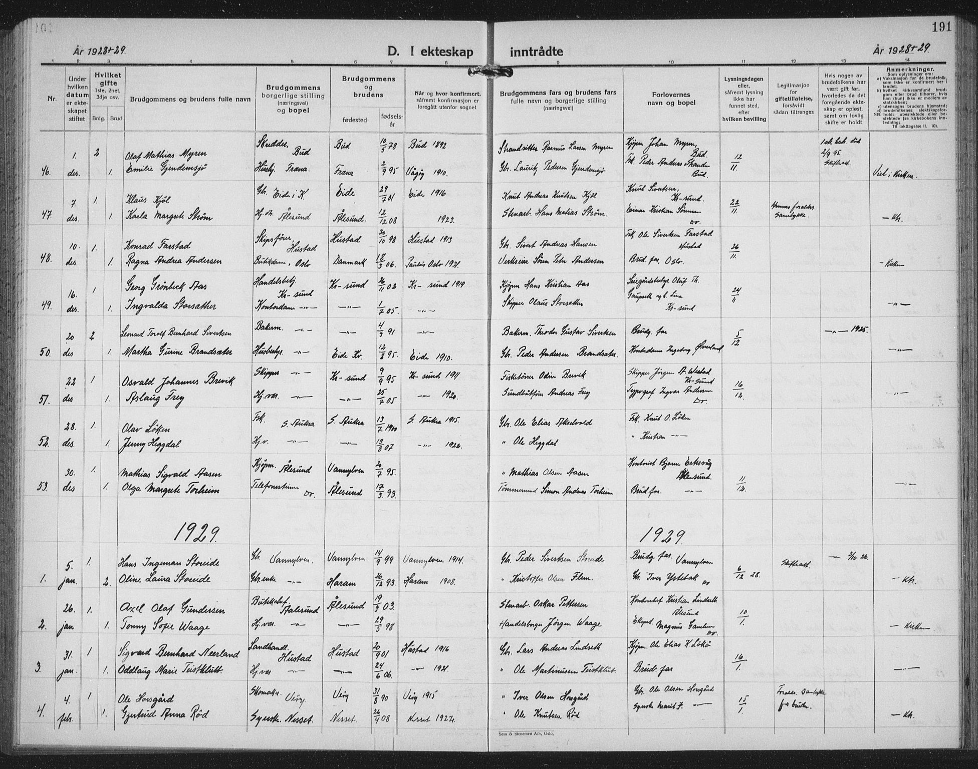 Ministerialprotokoller, klokkerbøker og fødselsregistre - Møre og Romsdal, AV/SAT-A-1454/558/L0704: Parish register (copy) no. 558C05, 1921-1942, p. 191