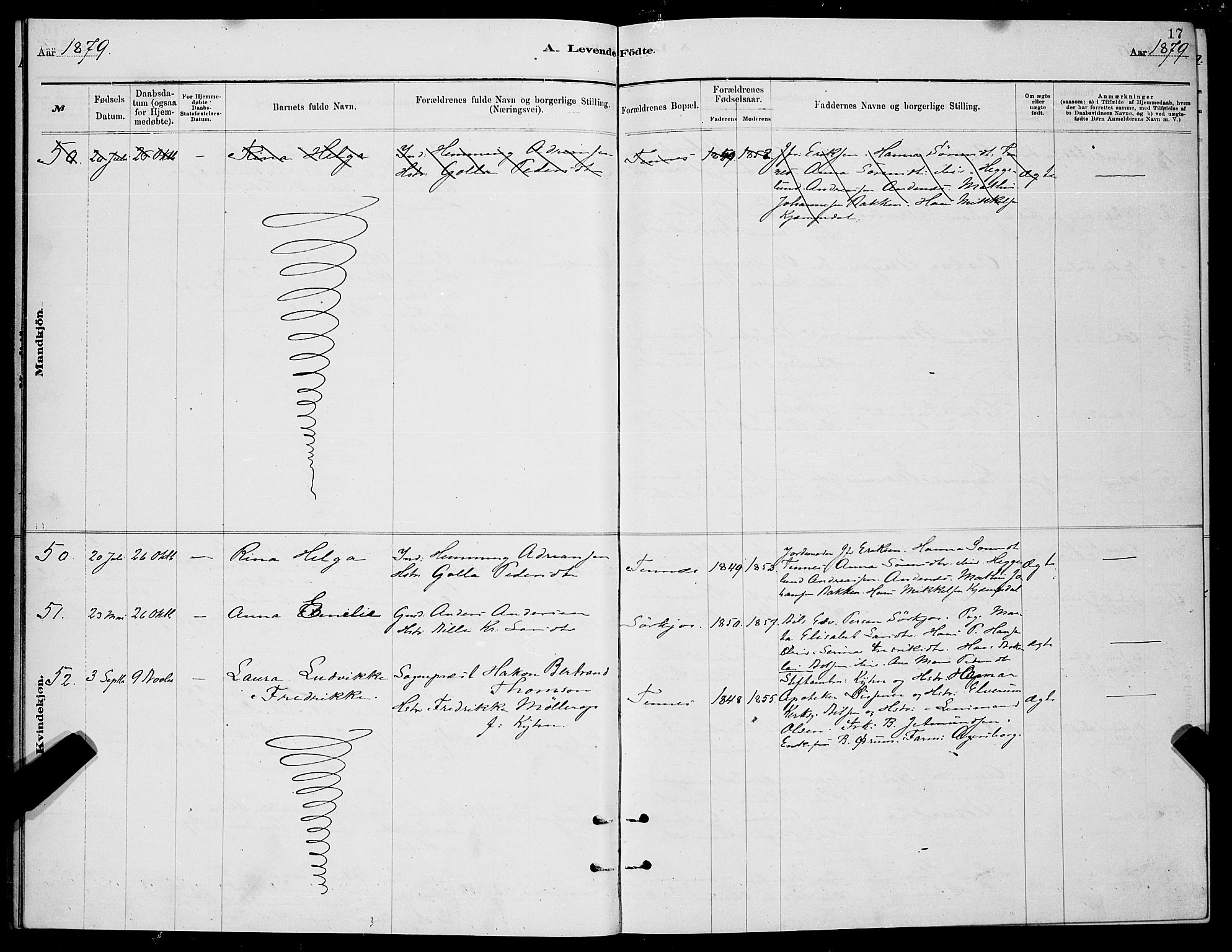 Balsfjord sokneprestembete, SATØ/S-1303/G/Ga/L0007klokker: Parish register (copy) no. 7, 1878-1889, p. 17