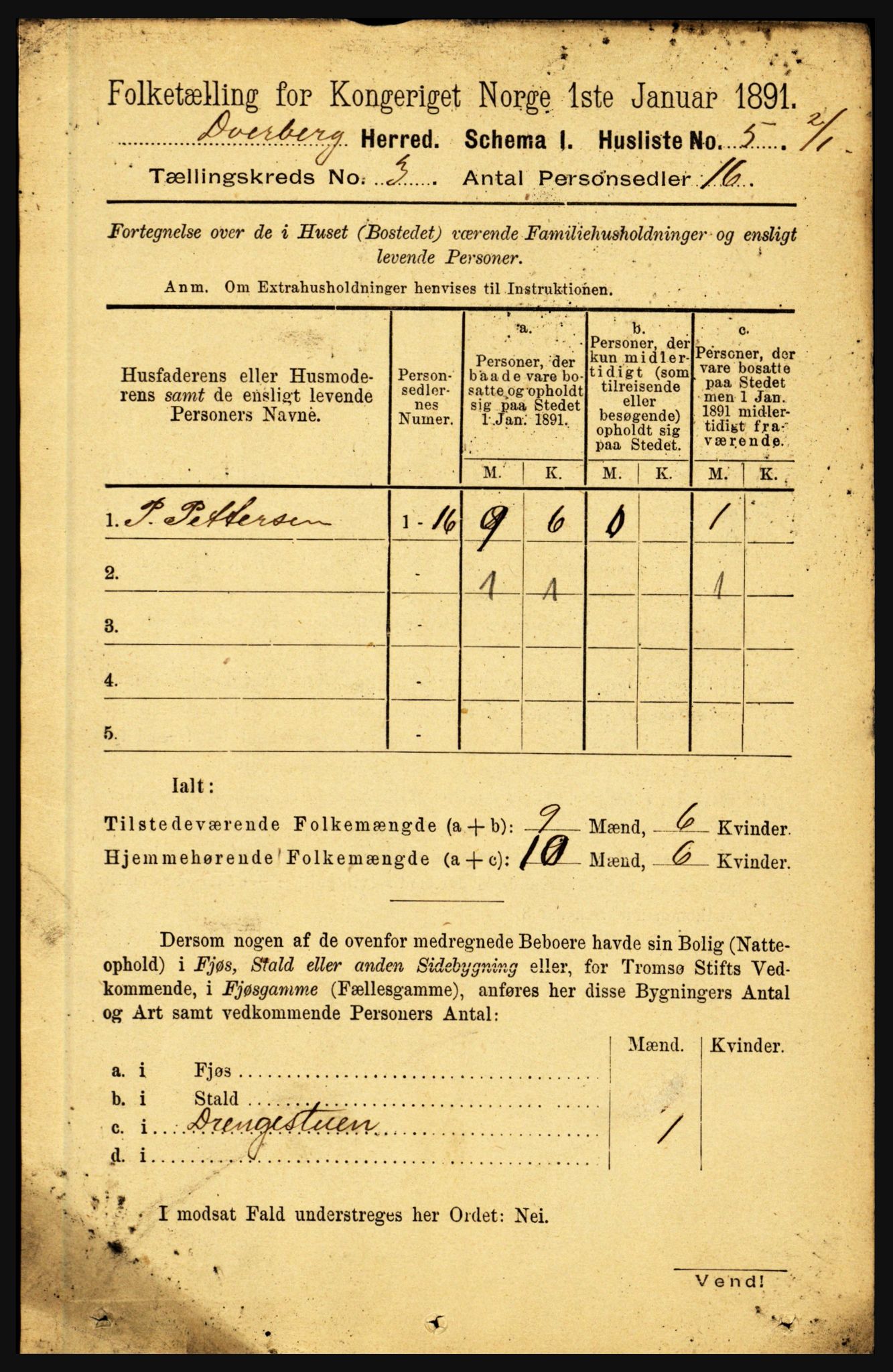 RA, 1891 census for 1872 Dverberg, 1891, p. 888