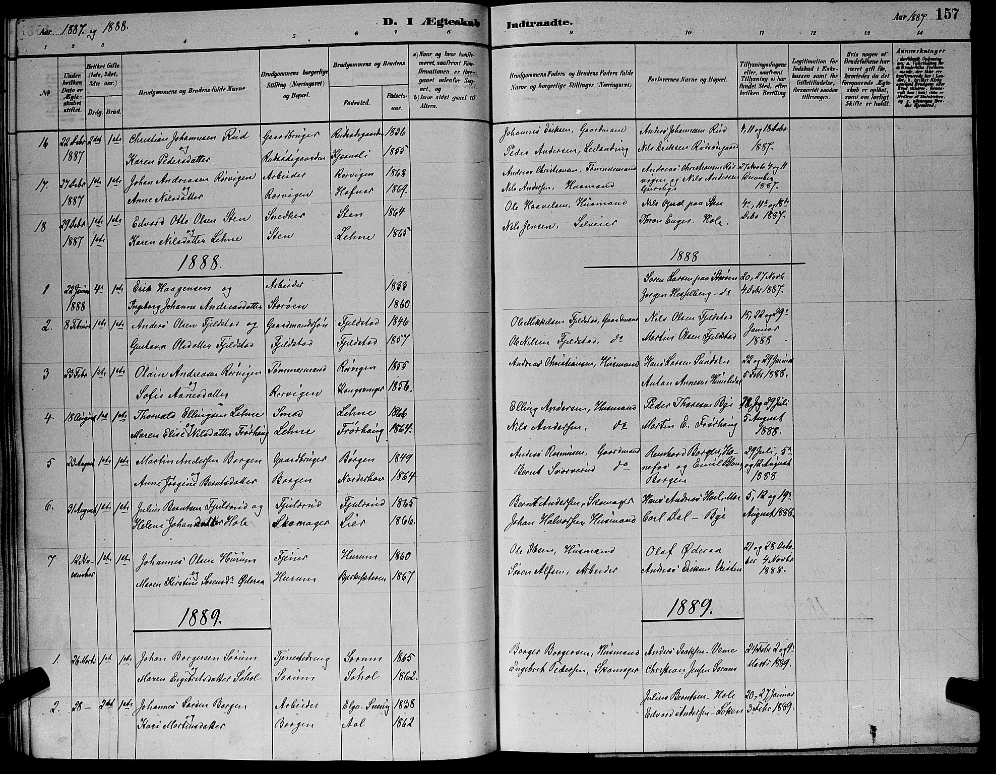 Hole kirkebøker, SAKO/A-228/G/Ga/L0003: Parish register (copy) no. I 3, 1879-1904, p. 157