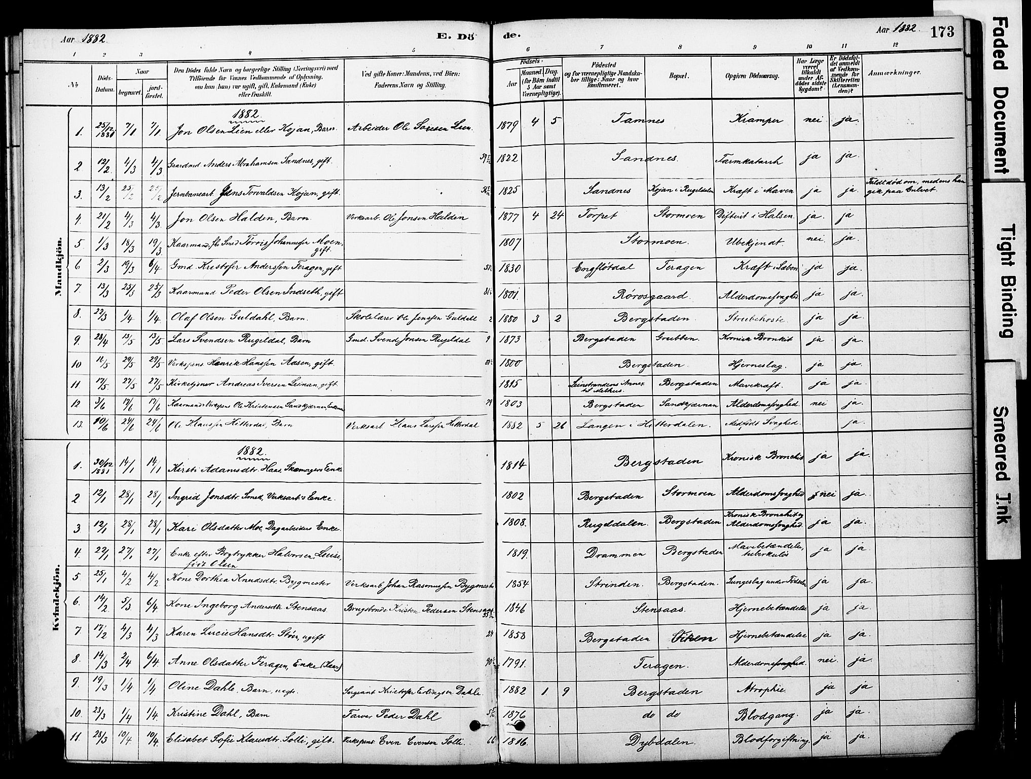 Ministerialprotokoller, klokkerbøker og fødselsregistre - Sør-Trøndelag, SAT/A-1456/681/L0933: Parish register (official) no. 681A11, 1879-1890, p. 173