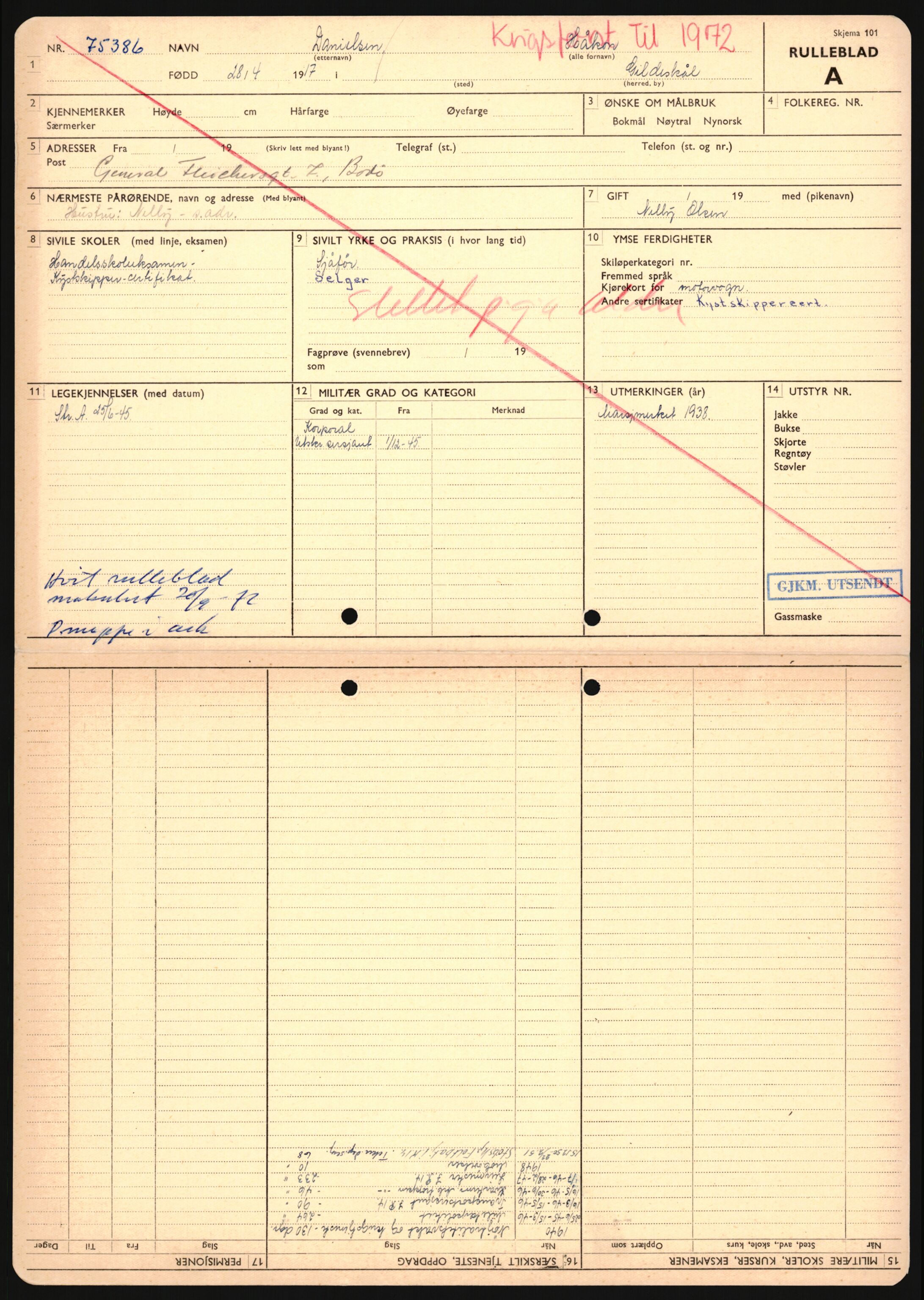 Forsvaret, Sør-Hålogaland landforsvar, AV/RA-RAFA-2552/P/Pa/L0303: Personellmapper for slettet personell, yrkesbefal og vernepliktig befal, født 1917-1920, 1936-1980, p. 33