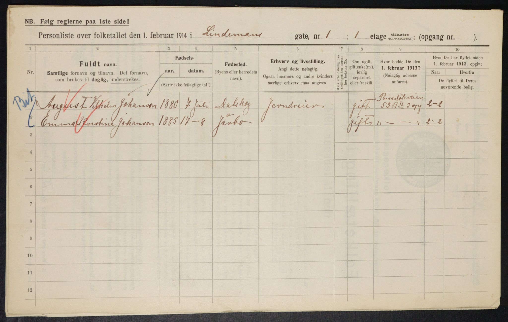 OBA, Municipal Census 1914 for Kristiania, 1914, p. 57530