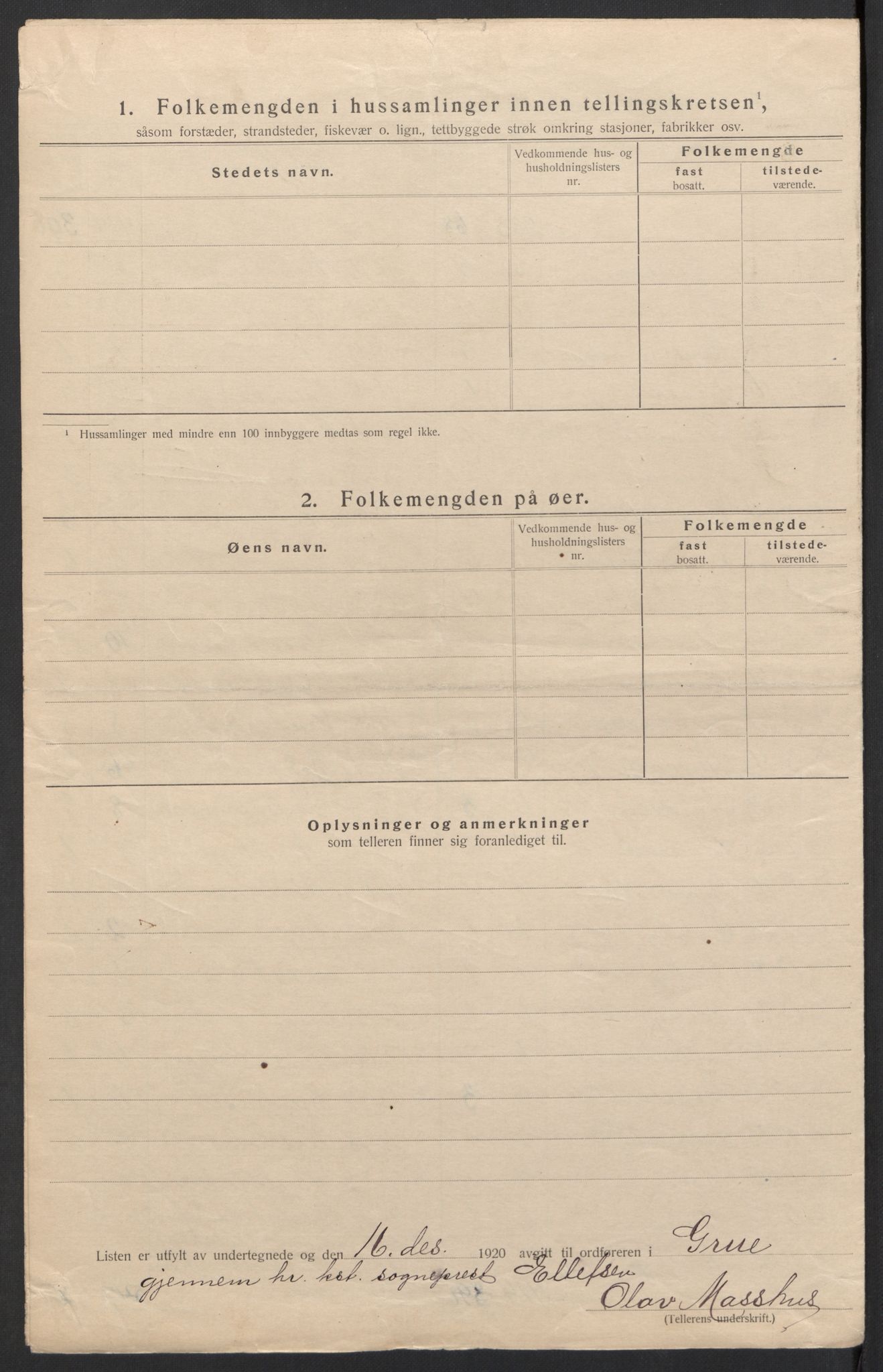 SAH, 1920 census for Grue, 1920, p. 33