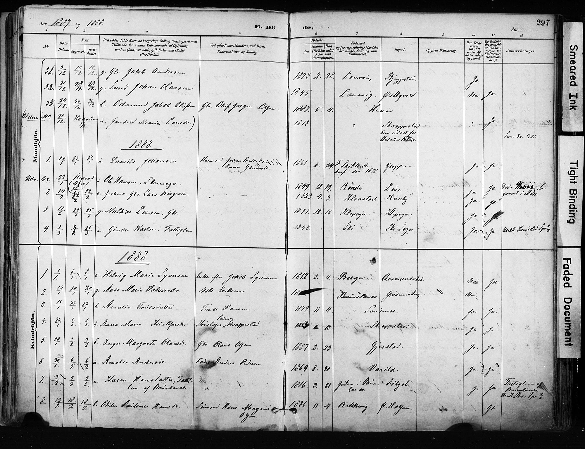 Tjølling kirkebøker, AV/SAKO-A-60/F/Fa/L0009: Parish register (official) no. 9, 1887-1905, p. 297