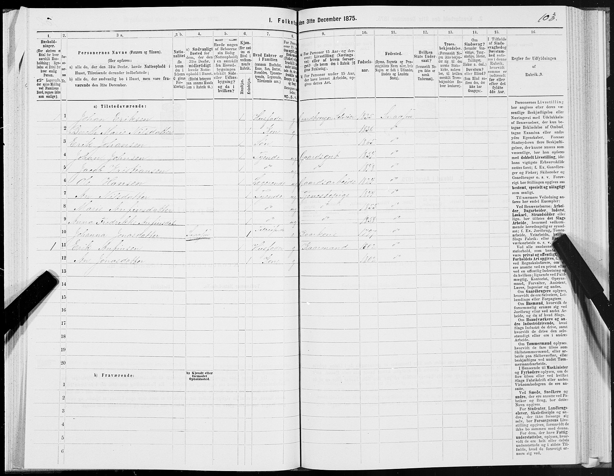 SAT, 1875 census for 1736P Snåsa, 1875, p. 1103