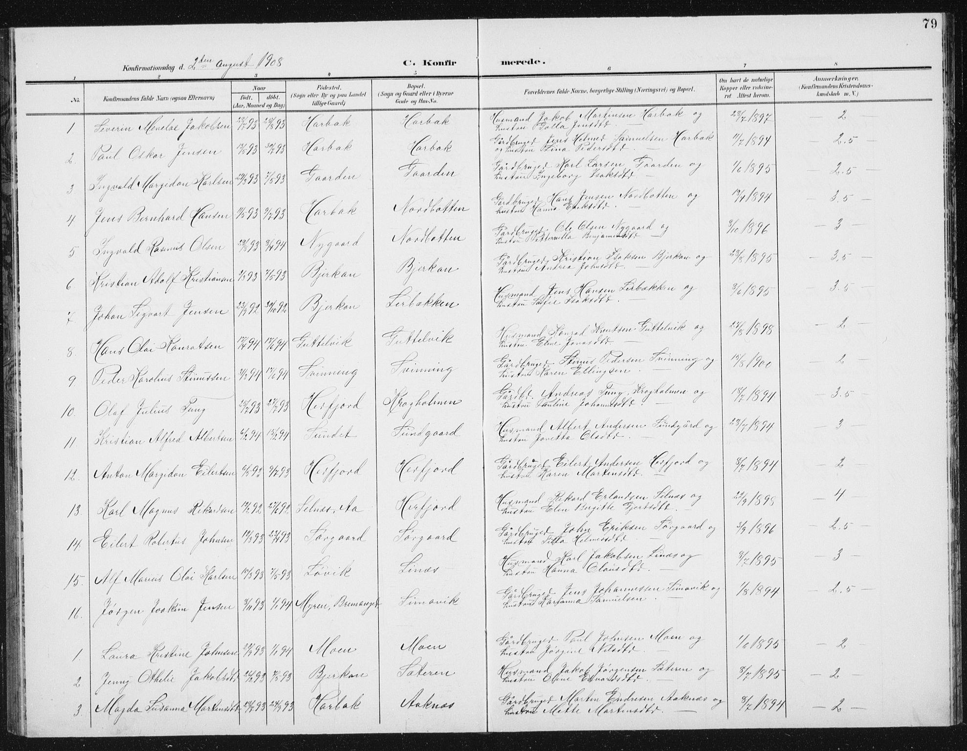 Ministerialprotokoller, klokkerbøker og fødselsregistre - Sør-Trøndelag, SAT/A-1456/656/L0699: Parish register (copy) no. 656C05, 1905-1920, p. 79