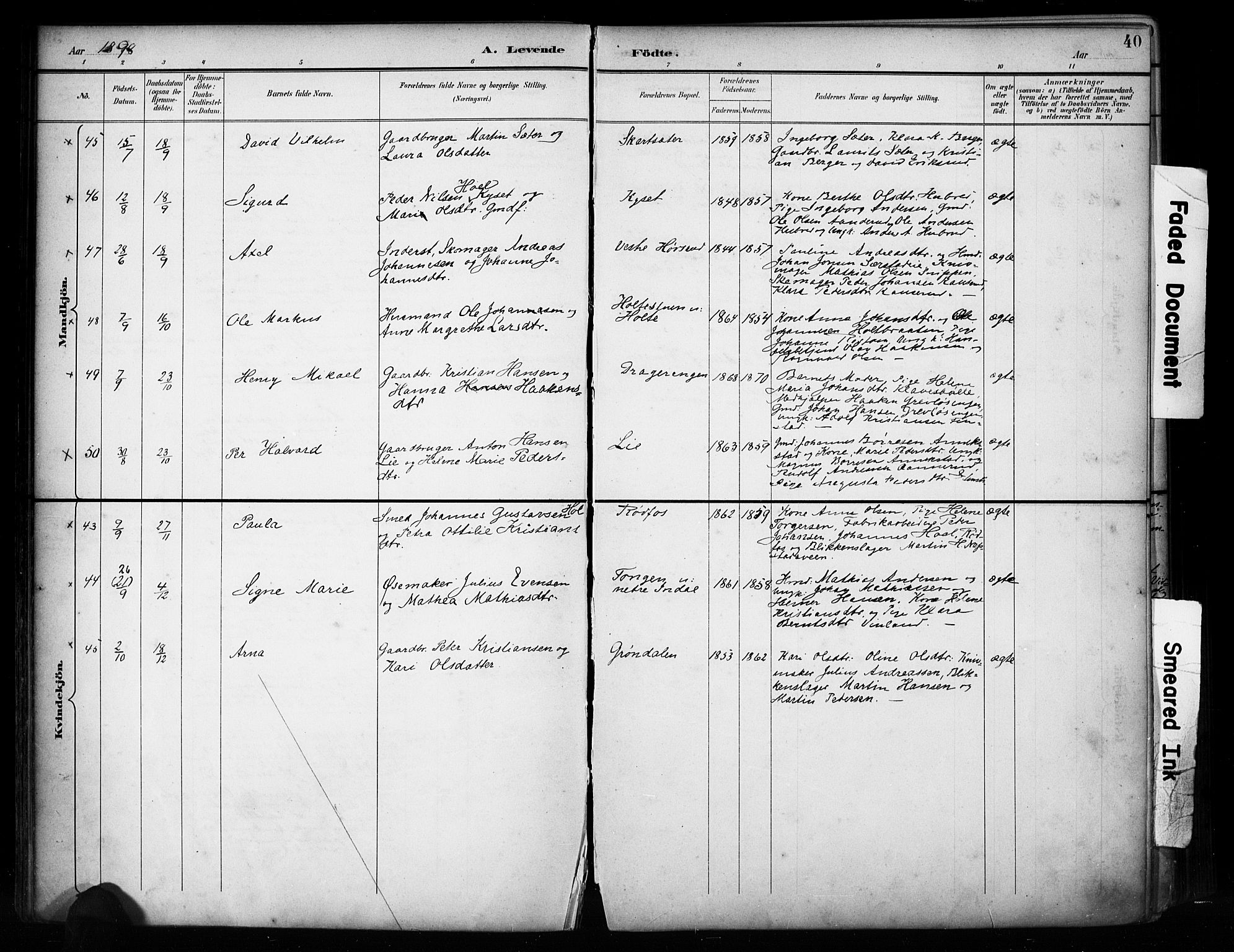 Vestre Toten prestekontor, AV/SAH-PREST-108/H/Ha/Haa/L0011: Parish register (official) no. 11, 1895-1906, p. 40