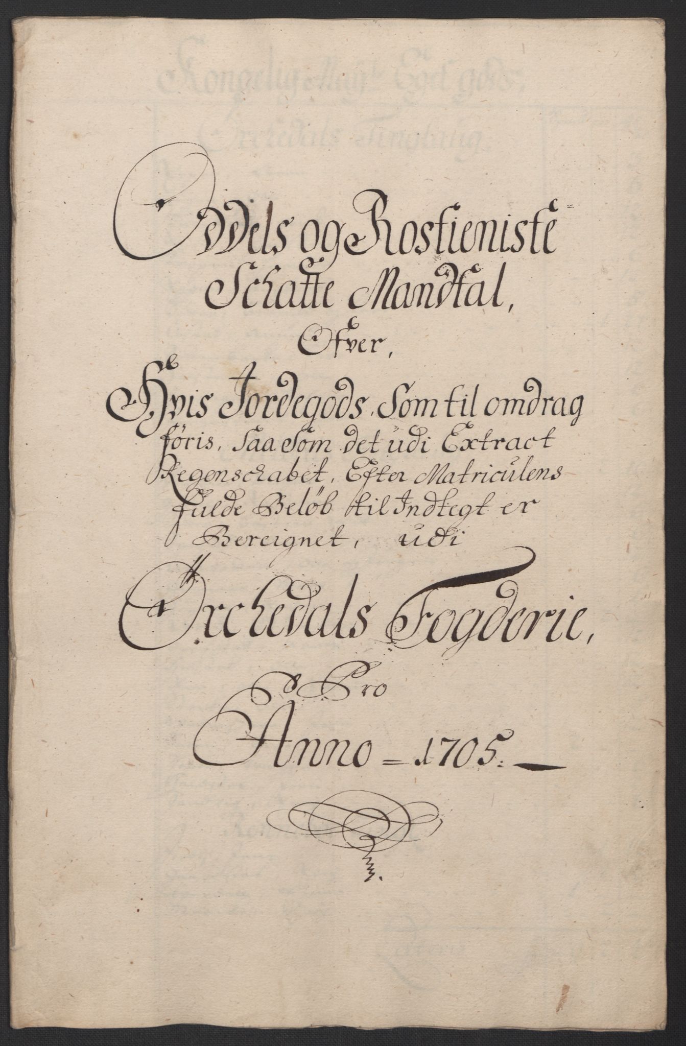 Rentekammeret inntil 1814, Reviderte regnskaper, Fogderegnskap, RA/EA-4092/R60/L3955: Fogderegnskap Orkdal og Gauldal, 1705, p. 222