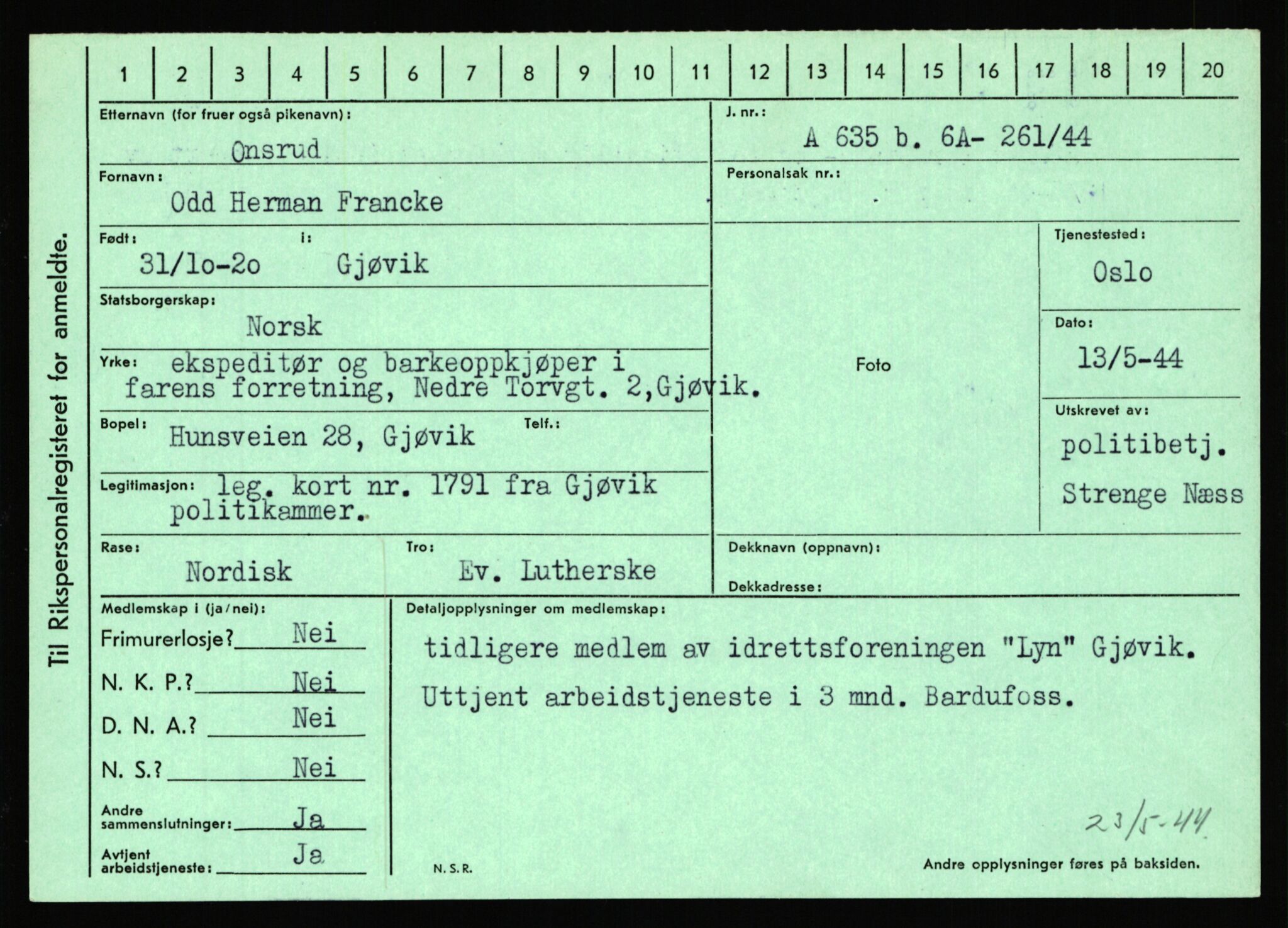 Statspolitiet - Hovedkontoret / Osloavdelingen, AV/RA-S-1329/C/Ca/L0012: Oanæs - Quistgaard	, 1943-1945, p. 2096