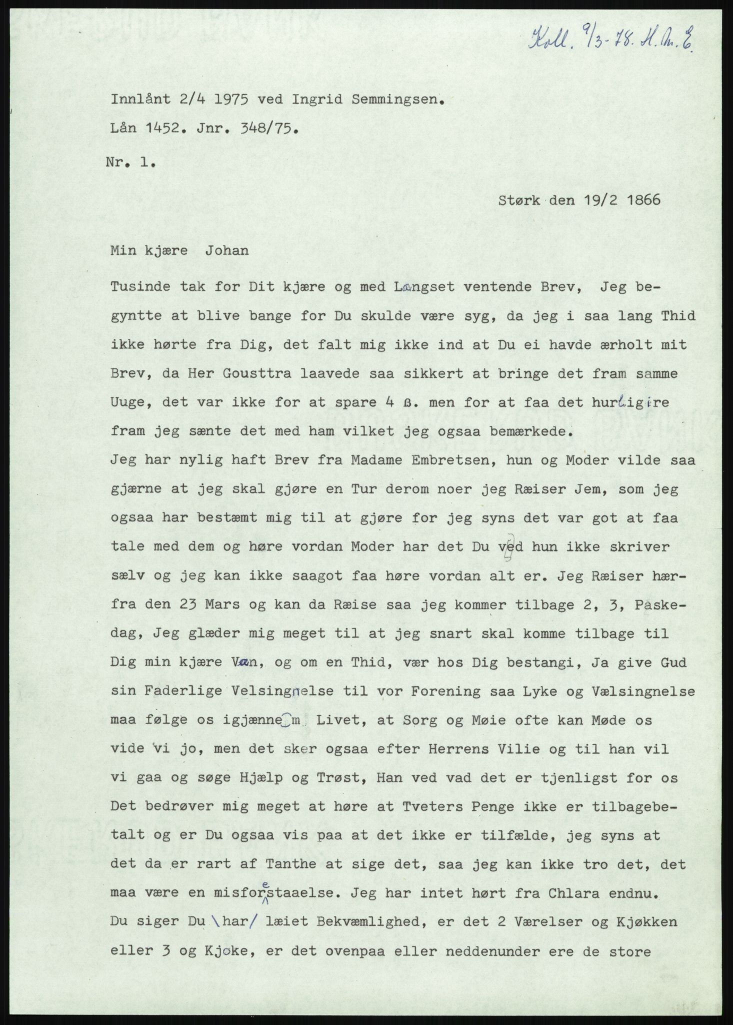 Samlinger til kildeutgivelse, Amerikabrevene, RA/EA-4057/F/L0008: Innlån fra Hedmark: Gamkind - Semmingsen, 1838-1914, p. 105