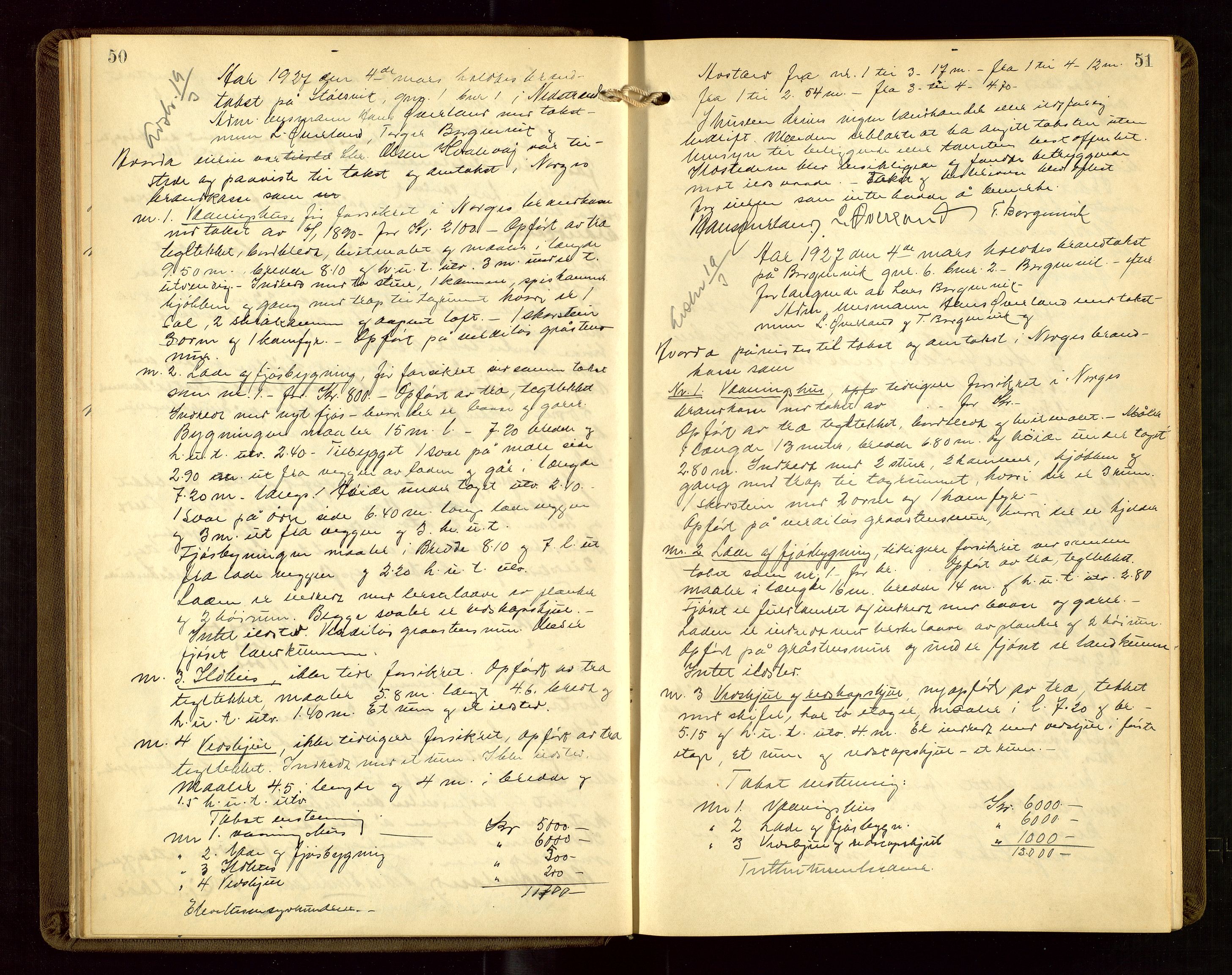 Nedstrand lensmannskontor, AV/SAST-A-100236/Goa/L0002: "Brandtakstprotokoll for lensmannen i Nedstrand", 1922-1955, p. 50-51