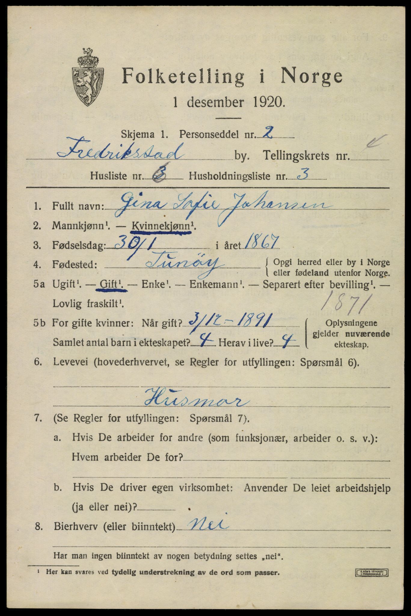 SAO, 1920 census for Fredrikstad, 1920, p. 17031