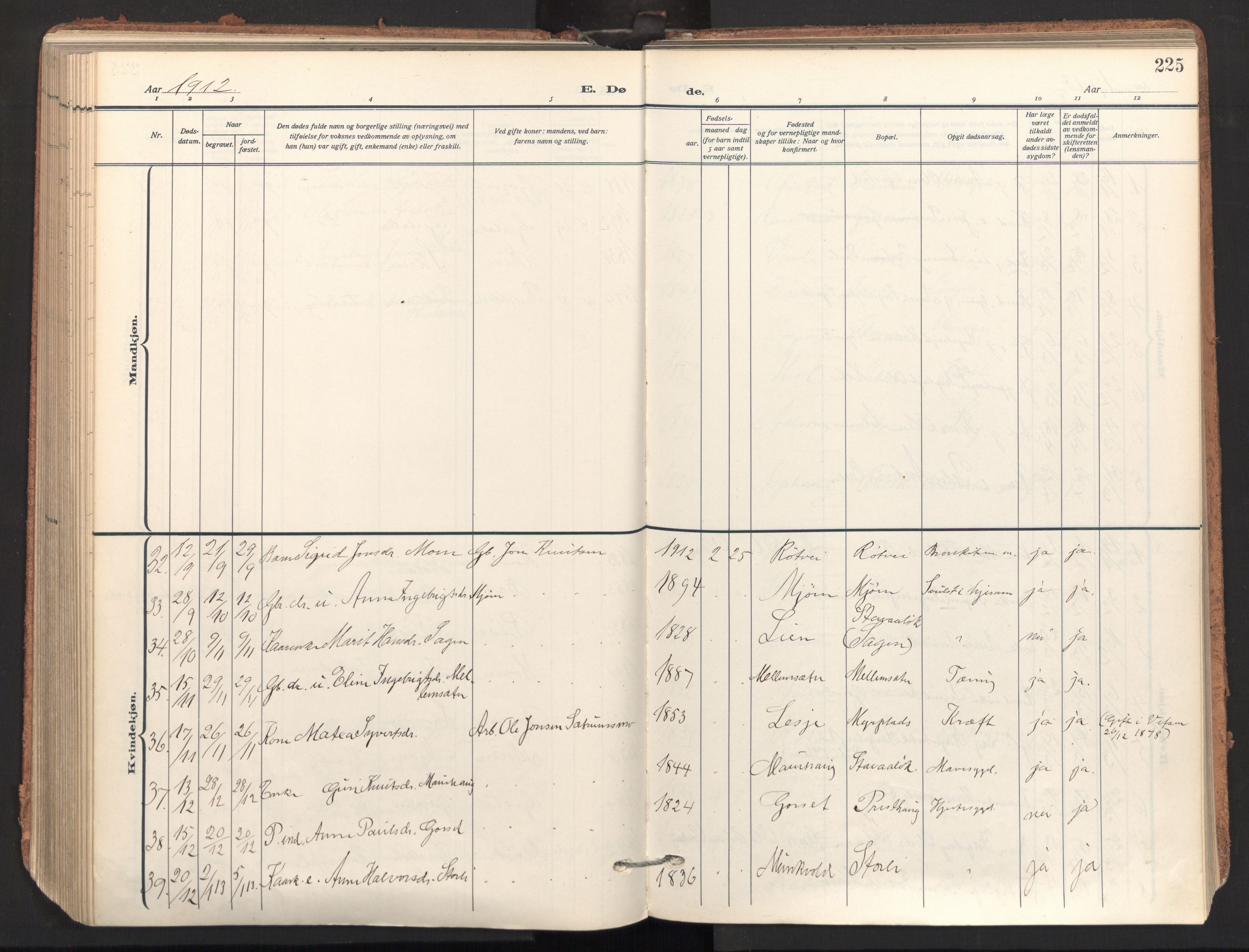 Ministerialprotokoller, klokkerbøker og fødselsregistre - Sør-Trøndelag, AV/SAT-A-1456/678/L0909: Parish register (official) no. 678A17, 1912-1930, p. 225