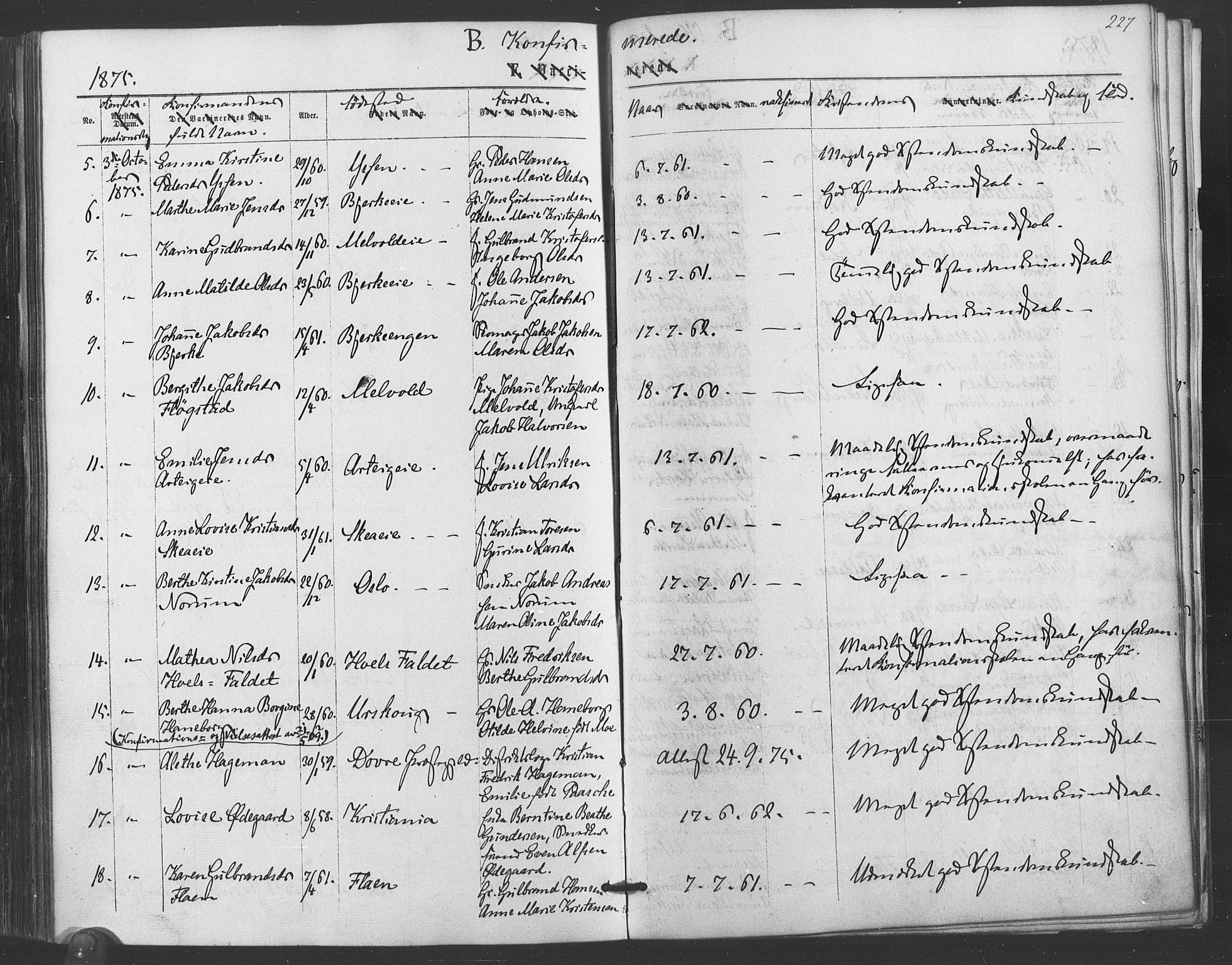 Sørum prestekontor Kirkebøker, AV/SAO-A-10303/F/Fa/L0006: Parish register (official) no. I 6, 1864-1877, p. 227