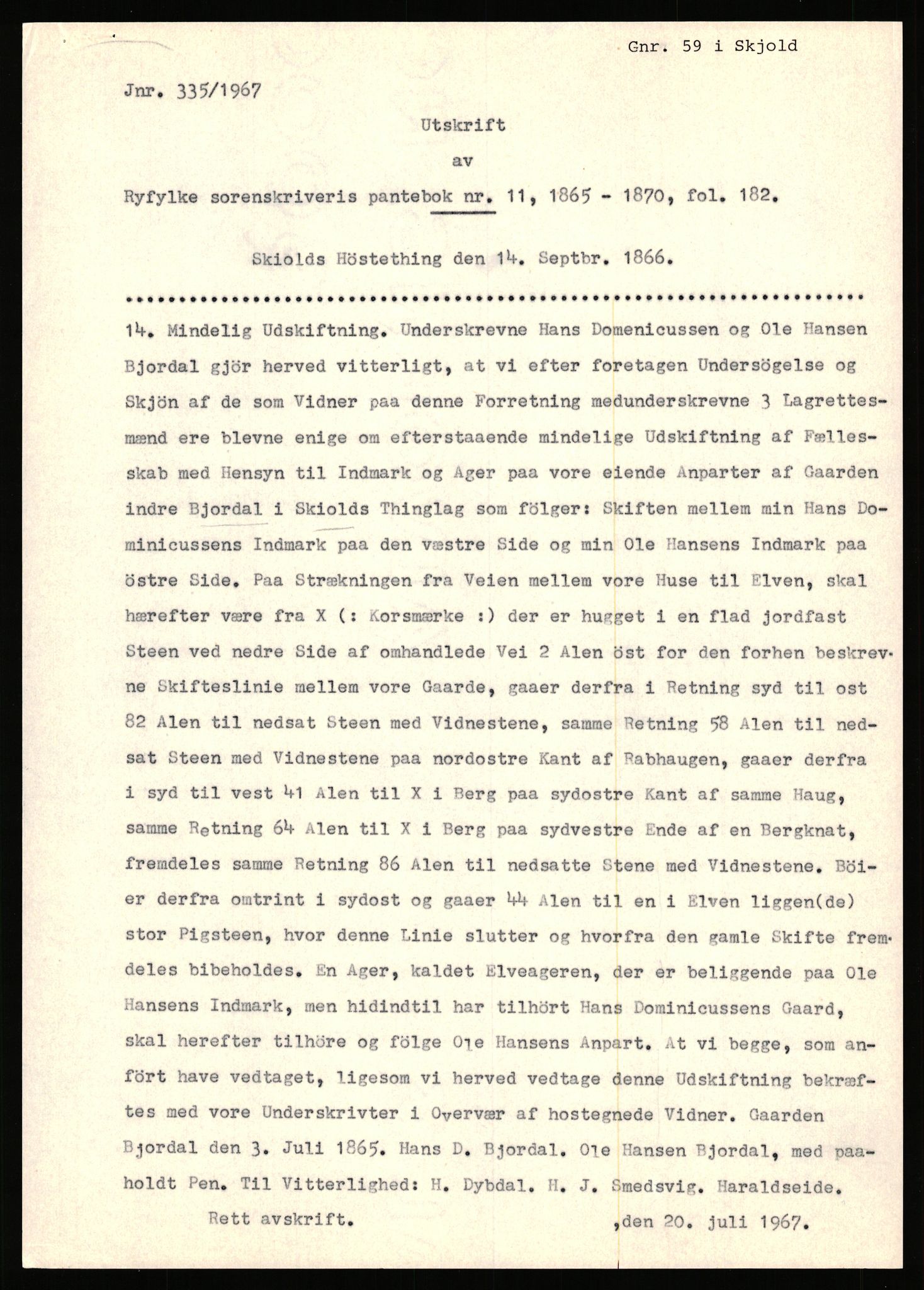 Statsarkivet i Stavanger, SAST/A-101971/03/Y/Yj/L0009: Avskrifter sortert etter gårdsnavn: Bjerge indre - Bjørndalen søndre, 1750-1930, p. 264