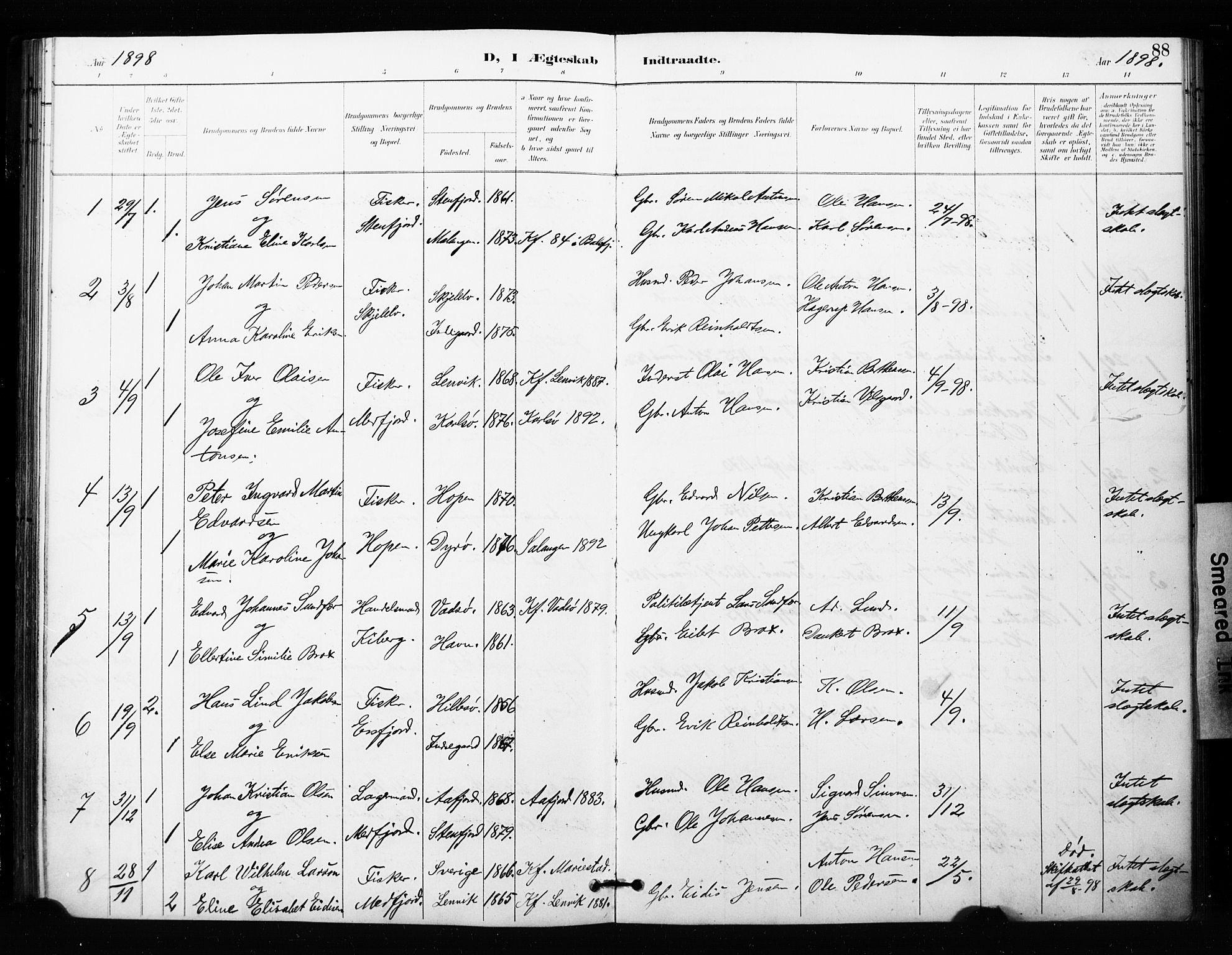 Berg sokneprestkontor, SATØ/S-1318/G/Ga/Gaa/L0005kirke: Parish register (official) no. 5, 1894-1905, p. 88