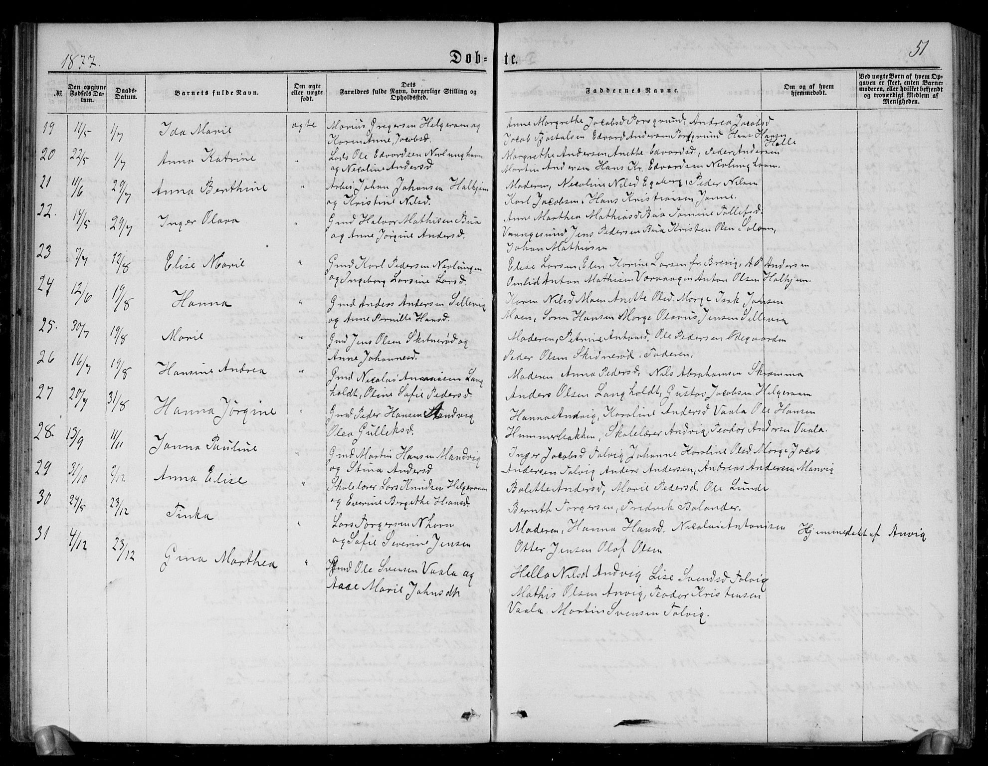 Brunlanes kirkebøker, AV/SAKO-A-342/G/Gb/L0001: Parish register (copy) no. II 1, 1866-1877, p. 51