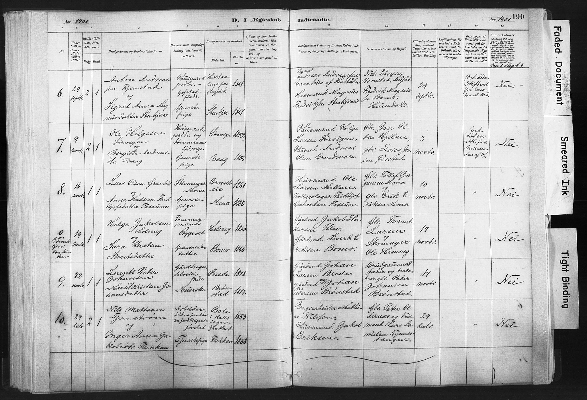Ministerialprotokoller, klokkerbøker og fødselsregistre - Nord-Trøndelag, SAT/A-1458/749/L0474: Parish register (official) no. 749A08, 1887-1903, p. 190