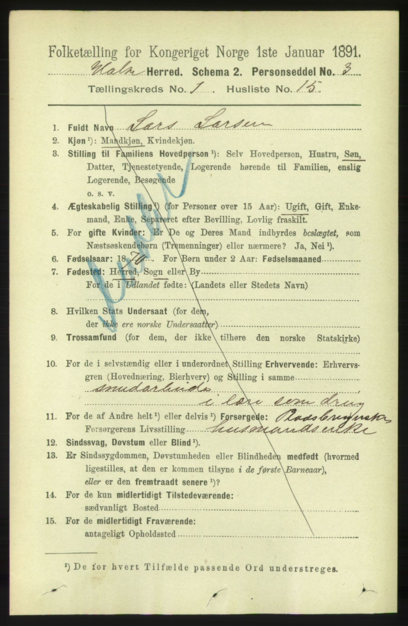 RA, 1891 census for 1571 Halsa, 1891, p. 165