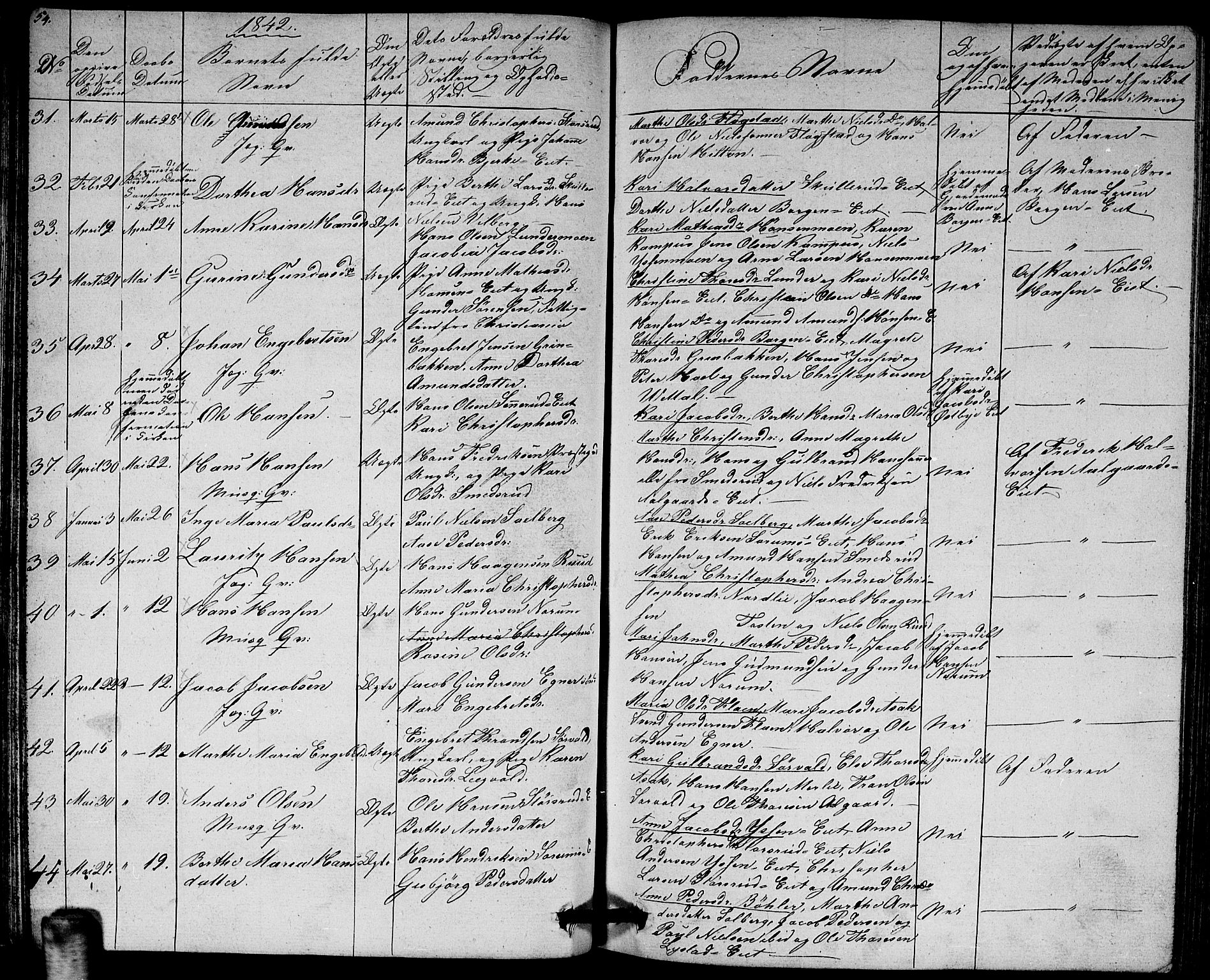 Sørum prestekontor Kirkebøker, AV/SAO-A-10303/G/Ga/L0002: Parish register (copy) no. I 2, 1829-1845, p. 54