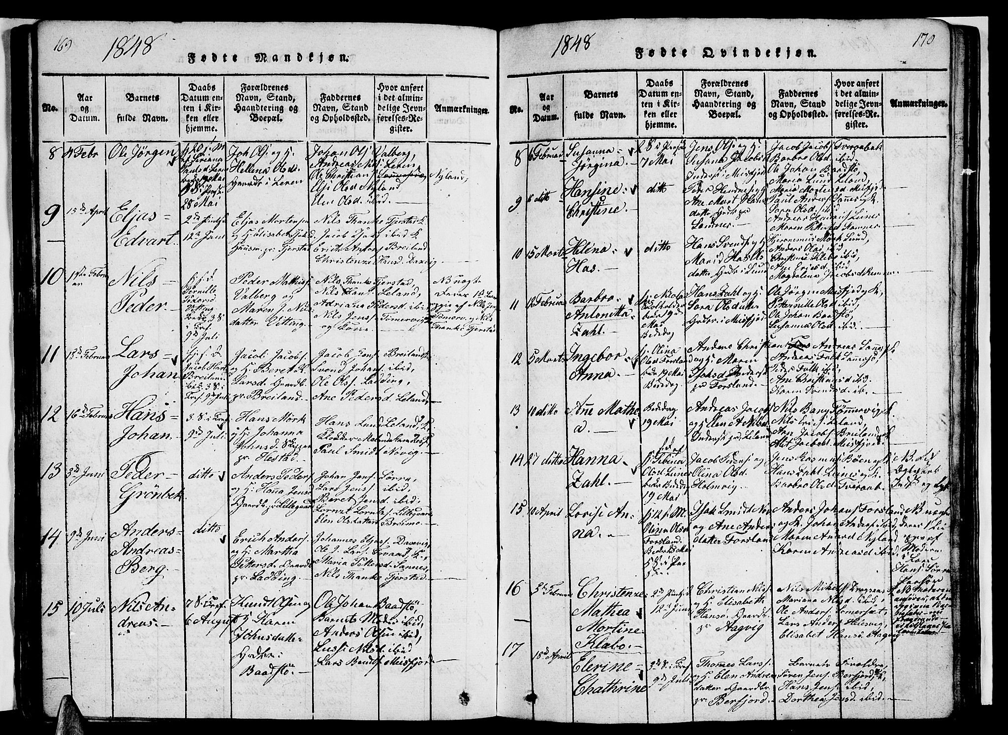 Ministerialprotokoller, klokkerbøker og fødselsregistre - Nordland, SAT/A-1459/831/L0474: Parish register (copy) no. 831C01, 1820-1850, p. 169-170
