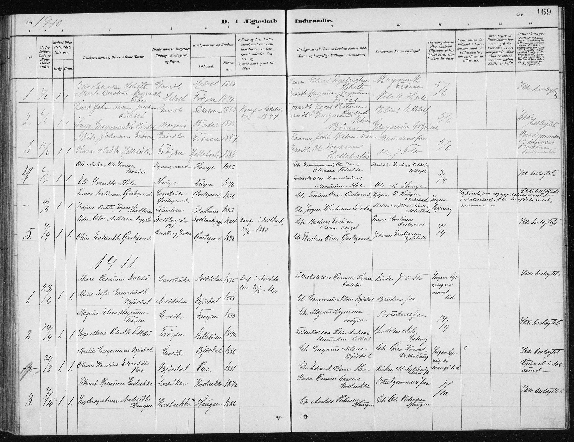Ministerialprotokoller, klokkerbøker og fødselsregistre - Møre og Romsdal, SAT/A-1454/517/L0230: Parish register (copy) no. 517C03, 1879-1912, p. 169