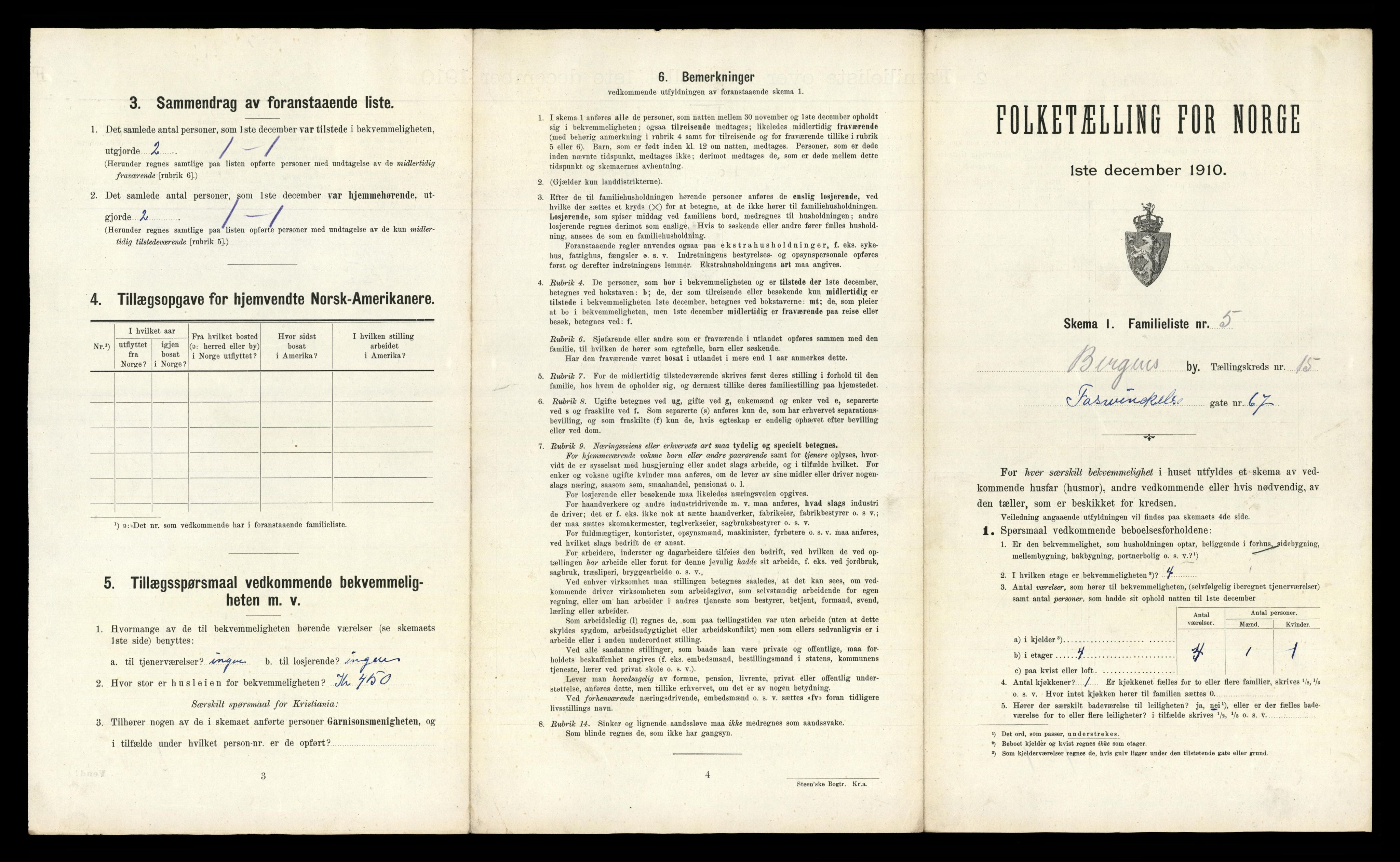 RA, 1910 census for Bergen, 1910, p. 5105