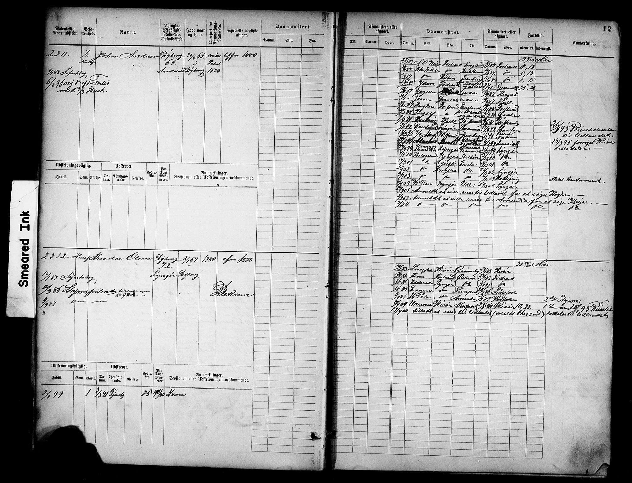 Tvedestrand mønstringskrets, SAK/2031-0011/F/Fb/L0018: Hovedrulle nr 2289-3056, U-34, 1882-1892, p. 14