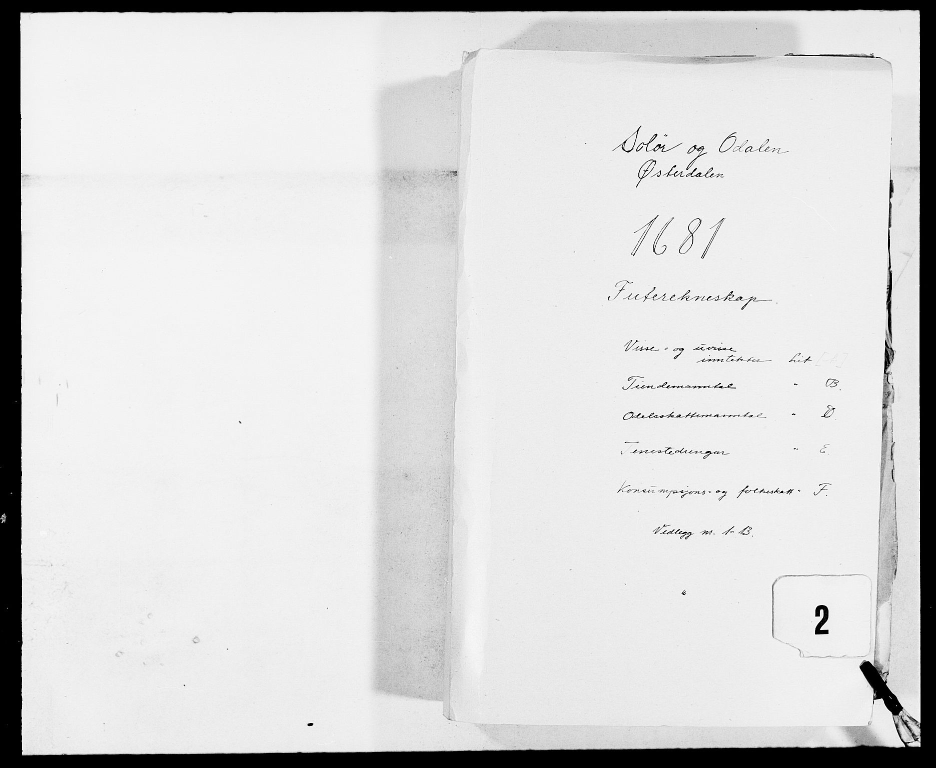 Rentekammeret inntil 1814, Reviderte regnskaper, Fogderegnskap, RA/EA-4092/R13/L0818: Fogderegnskap Solør, Odal og Østerdal, 1681, p. 1
