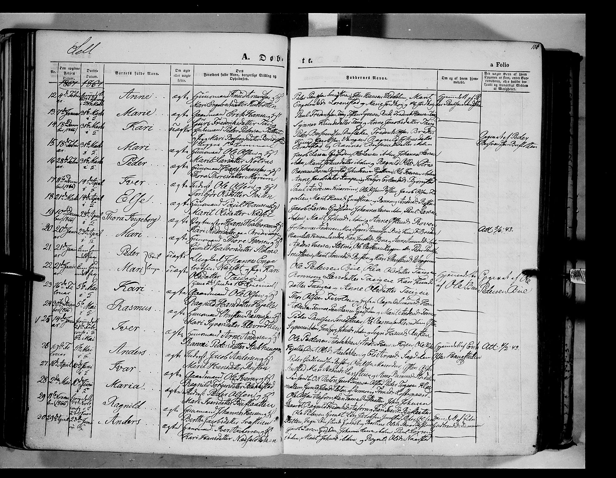 Vågå prestekontor, AV/SAH-PREST-076/H/Ha/Haa/L0006: Parish register (official) no. 6 /3, 1857-1872, p. 106