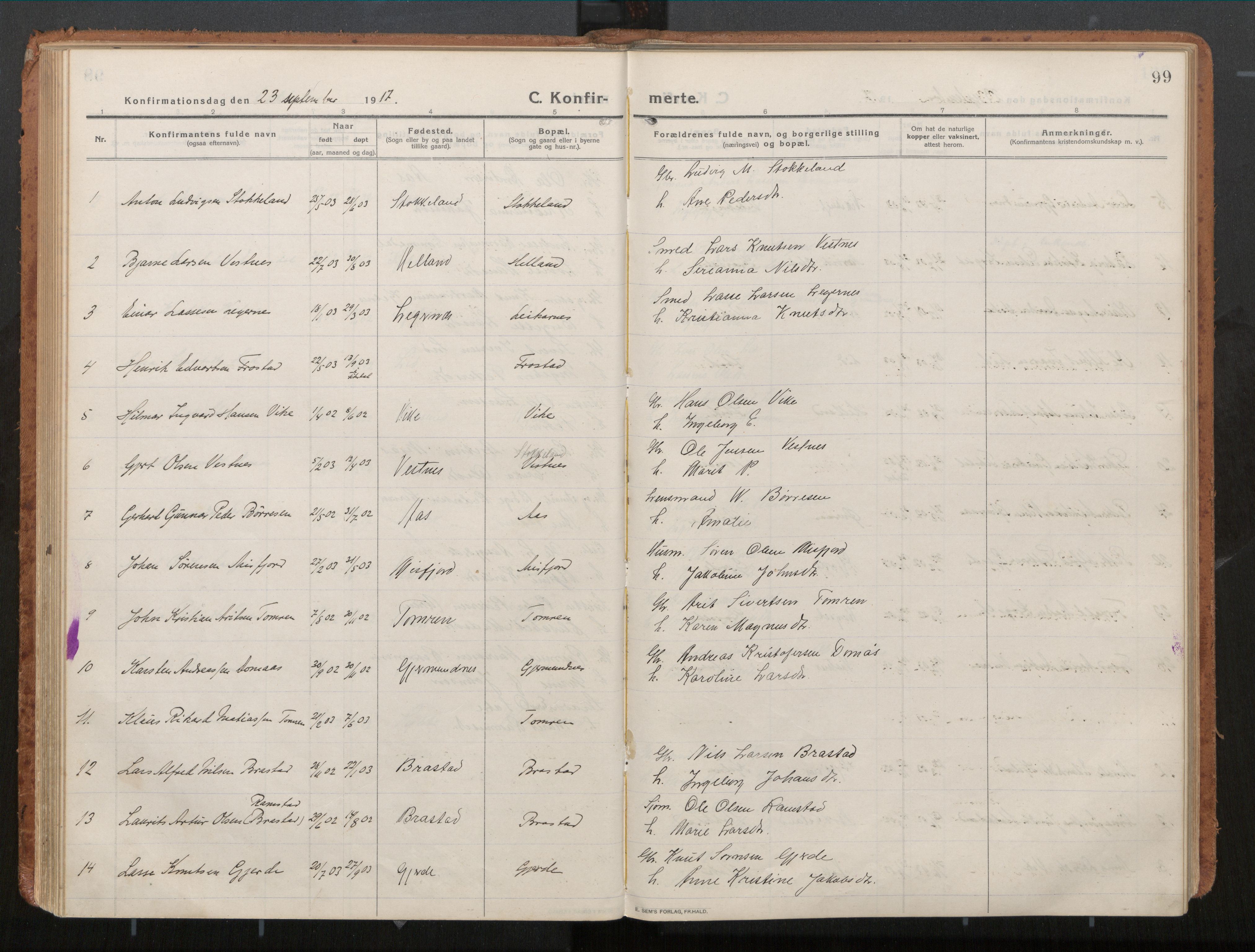 Ministerialprotokoller, klokkerbøker og fødselsregistre - Møre og Romsdal, AV/SAT-A-1454/539/L0534a: Parish register (official) no. 539A08, 1912-1935, p. 99