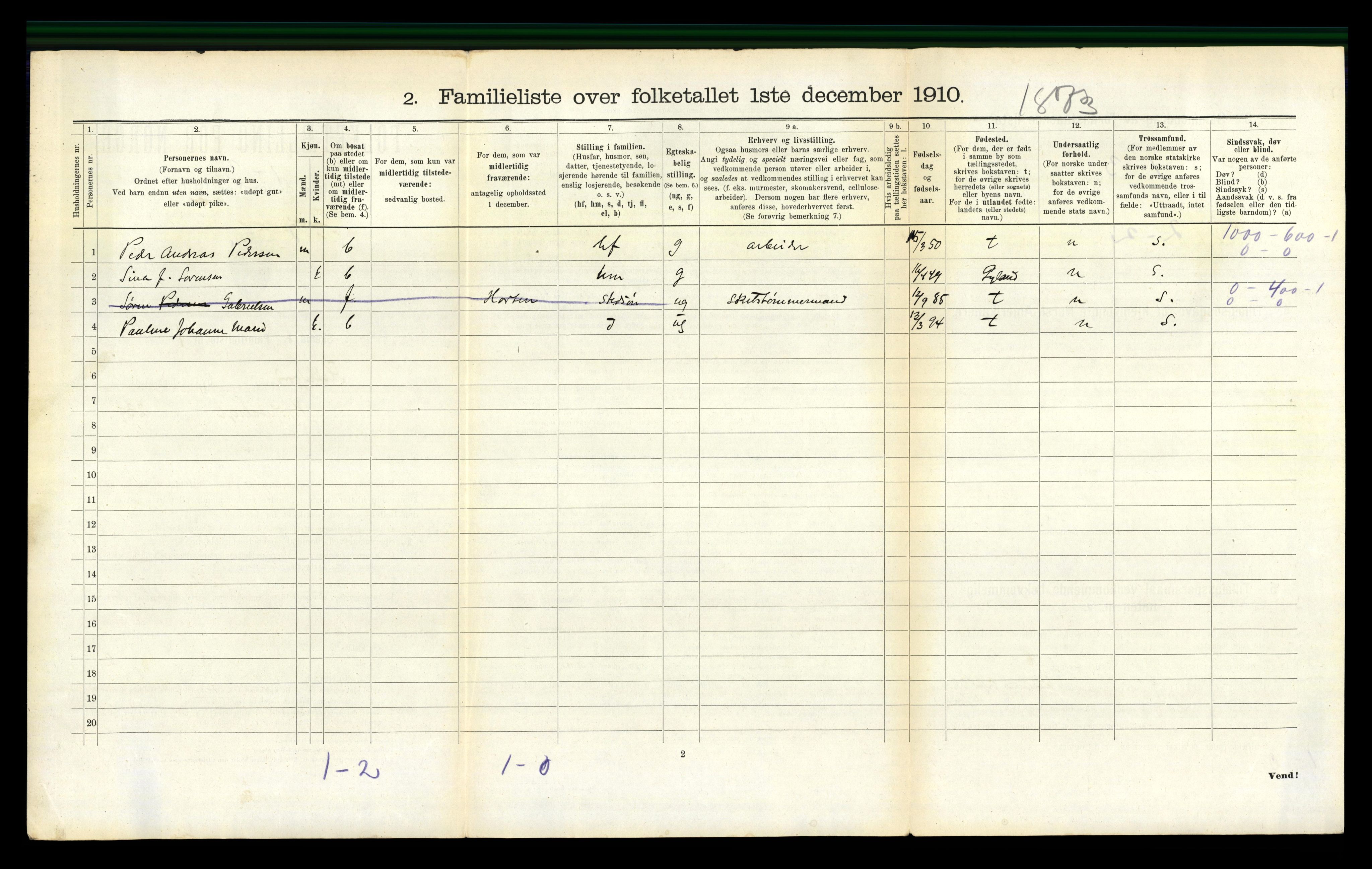 RA, 1910 census for Flekkefjord, 1910, p. 1197