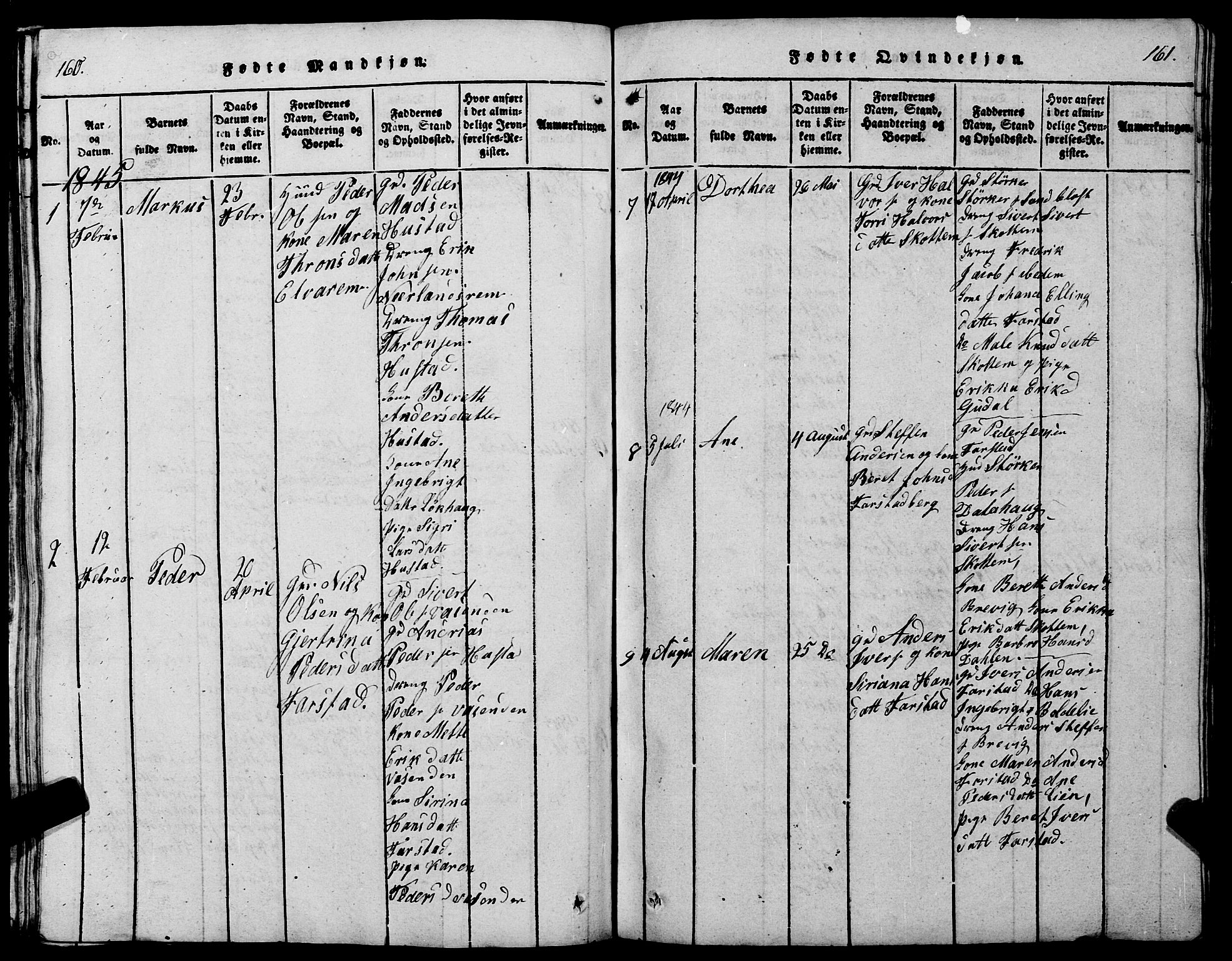 Ministerialprotokoller, klokkerbøker og fødselsregistre - Møre og Romsdal, AV/SAT-A-1454/567/L0781: Parish register (copy) no. 567C01, 1818-1845, p. 160-161