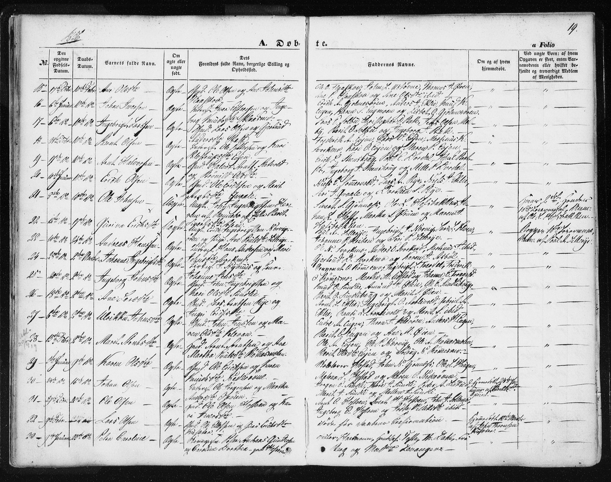 Ministerialprotokoller, klokkerbøker og fødselsregistre - Sør-Trøndelag, SAT/A-1456/668/L0806: Parish register (official) no. 668A06, 1854-1869, p. 19