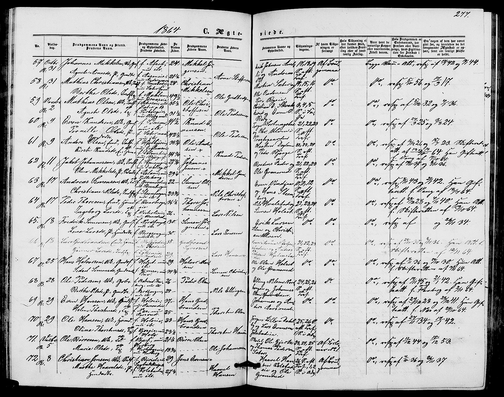 Ringsaker prestekontor, AV/SAH-PREST-014/L/La/L0007: Parish register (copy) no. 7, 1861-1869, p. 277