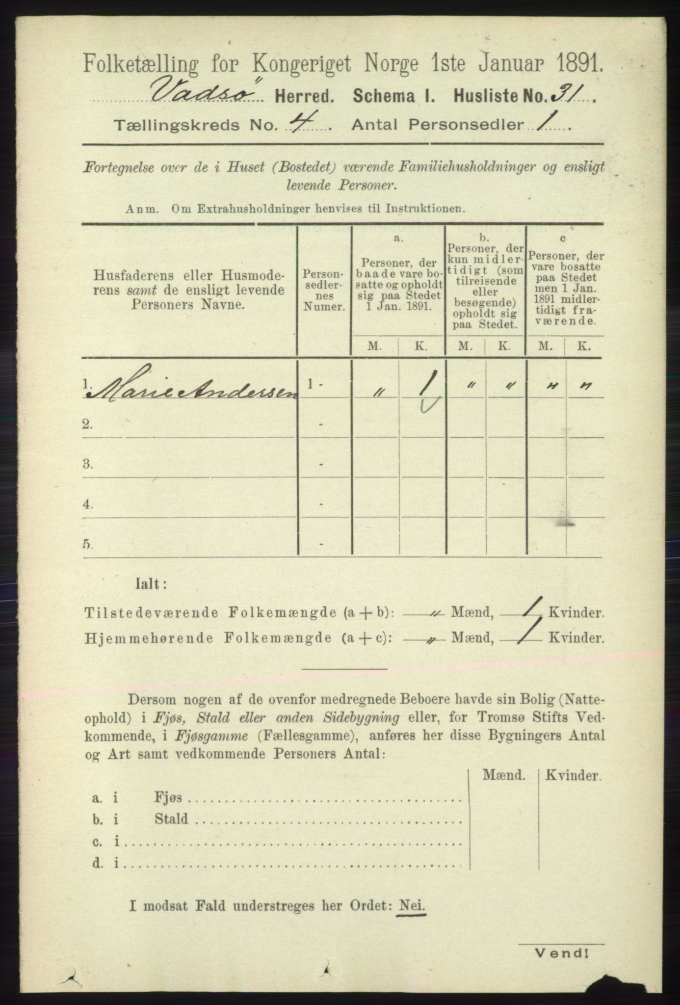 RA, 1891 census for 2029 Vadsø, 1891, p. 1174