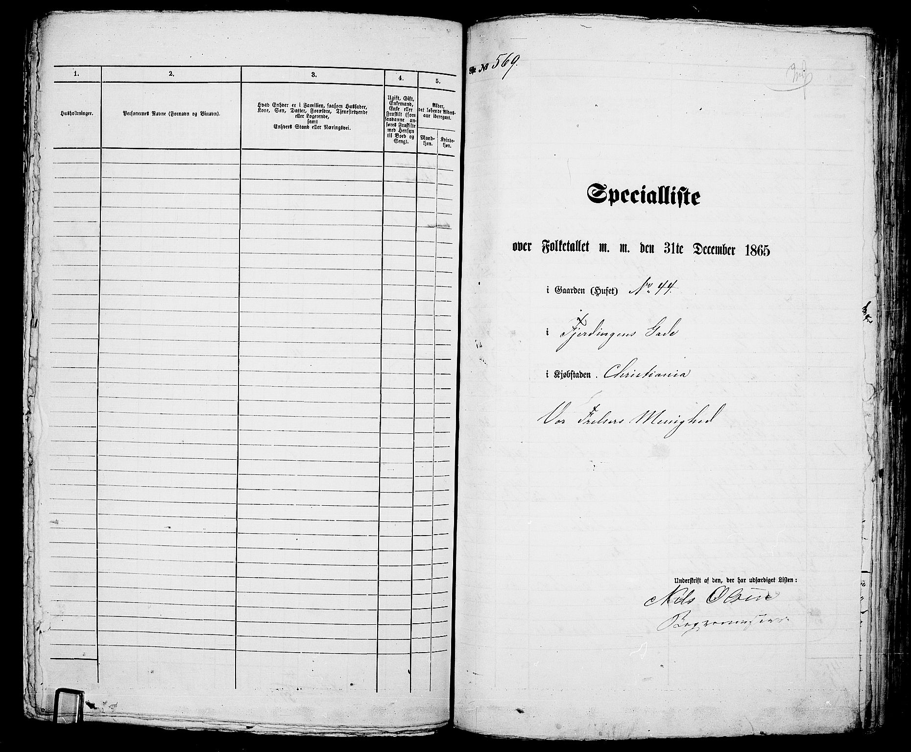 RA, 1865 census for Kristiania, 1865, p. 1494