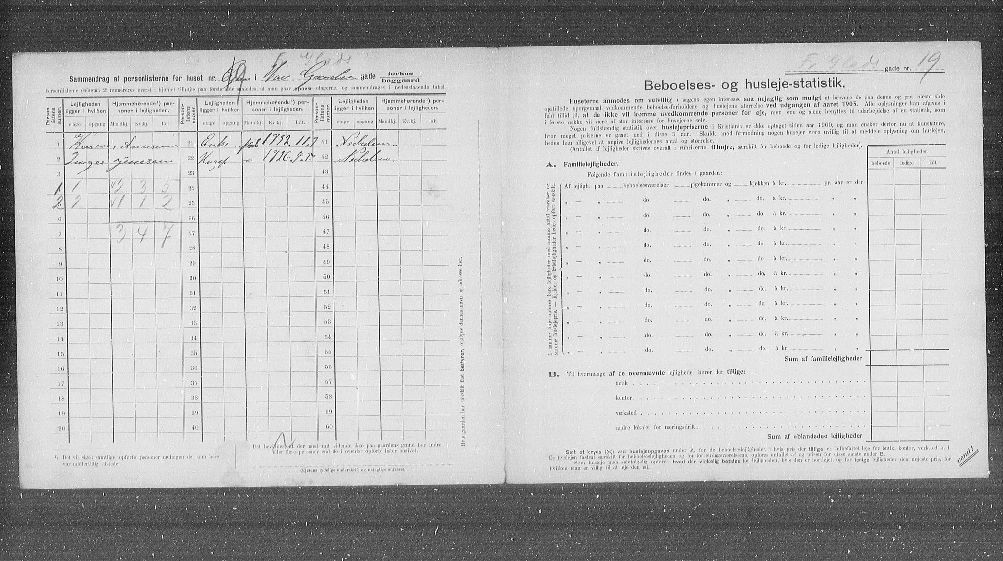 OBA, Municipal Census 1905 for Kristiania, 1905, p. 13783