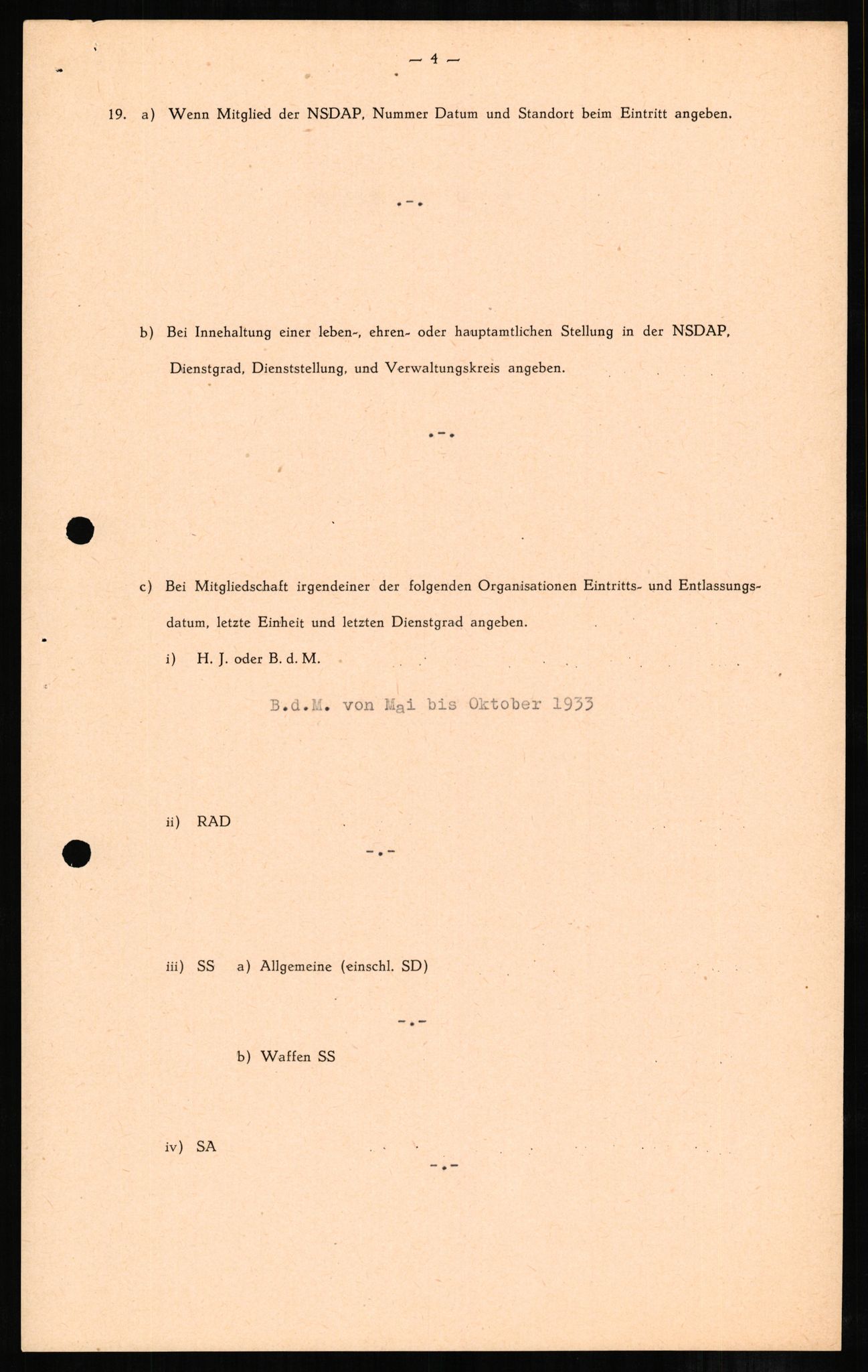 Forsvaret, Forsvarets overkommando II, RA/RAFA-3915/D/Db/L0001: CI Questionaires. Tyske okkupasjonsstyrker i Norge. Tyskere., 1945-1946, p. 285