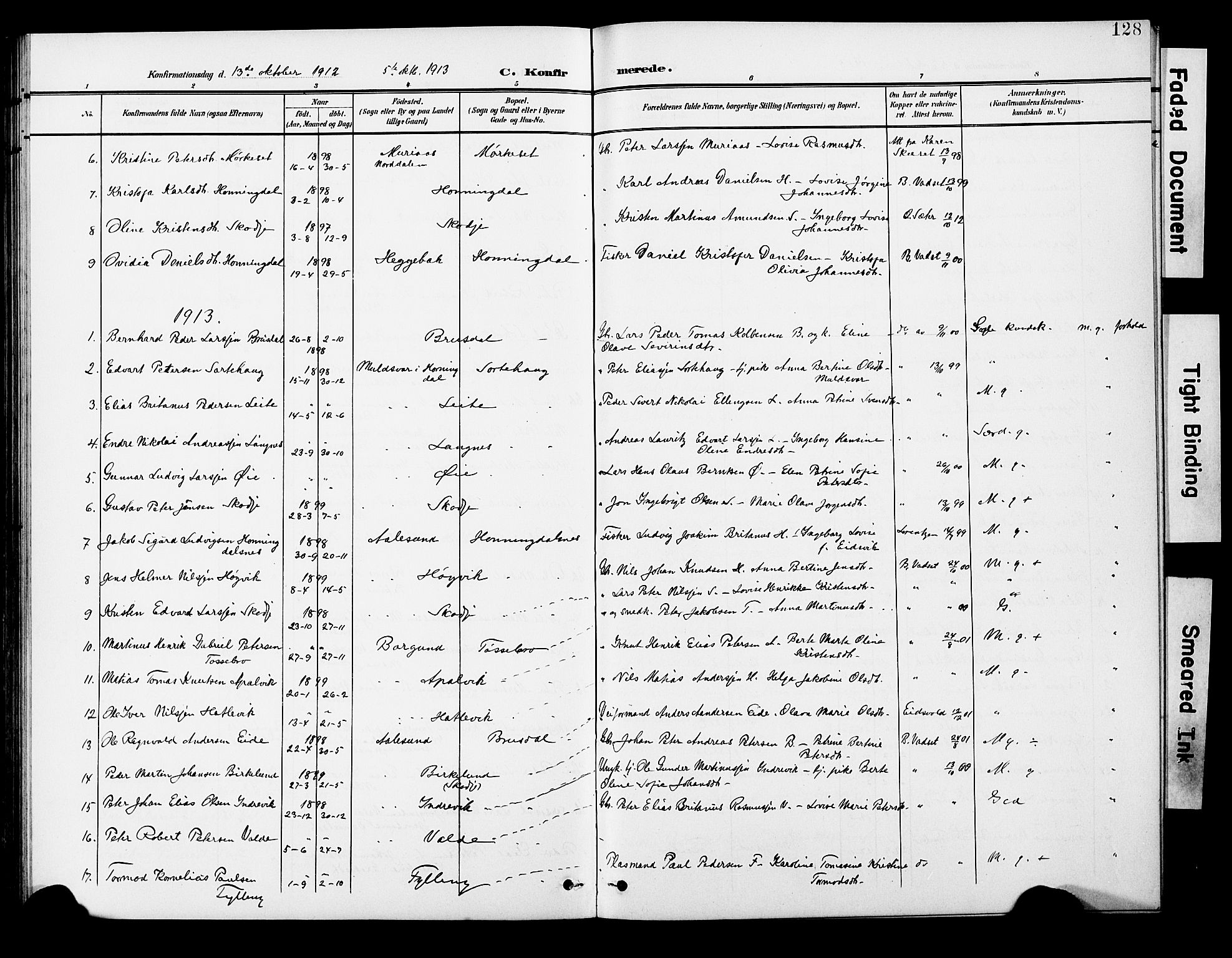 Ministerialprotokoller, klokkerbøker og fødselsregistre - Møre og Romsdal, SAT/A-1454/524/L0366: Parish register (copy) no. 524C07, 1900-1931, p. 128