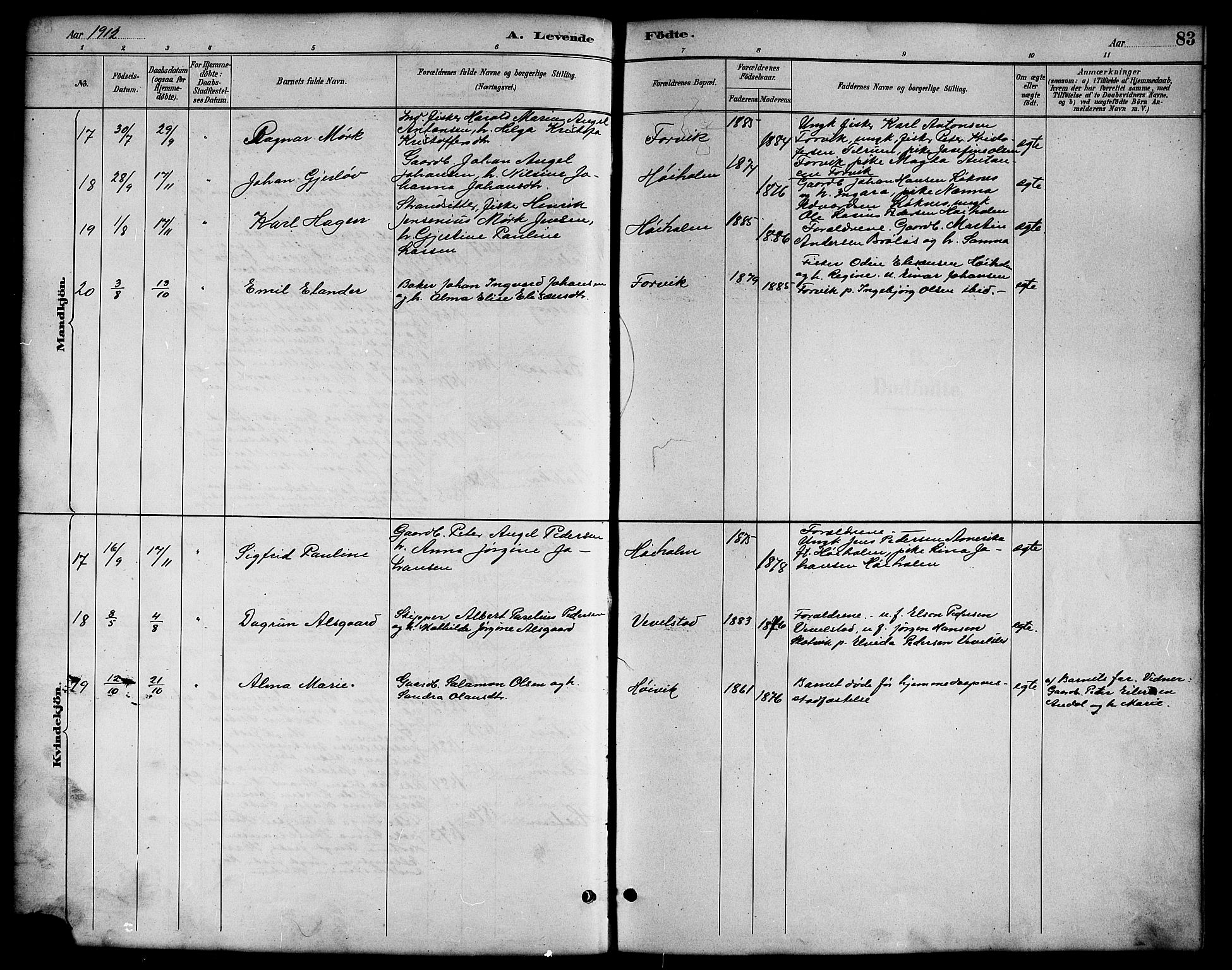 Ministerialprotokoller, klokkerbøker og fødselsregistre - Nordland, AV/SAT-A-1459/819/L0277: Parish register (copy) no. 819C03, 1888-1917, p. 83