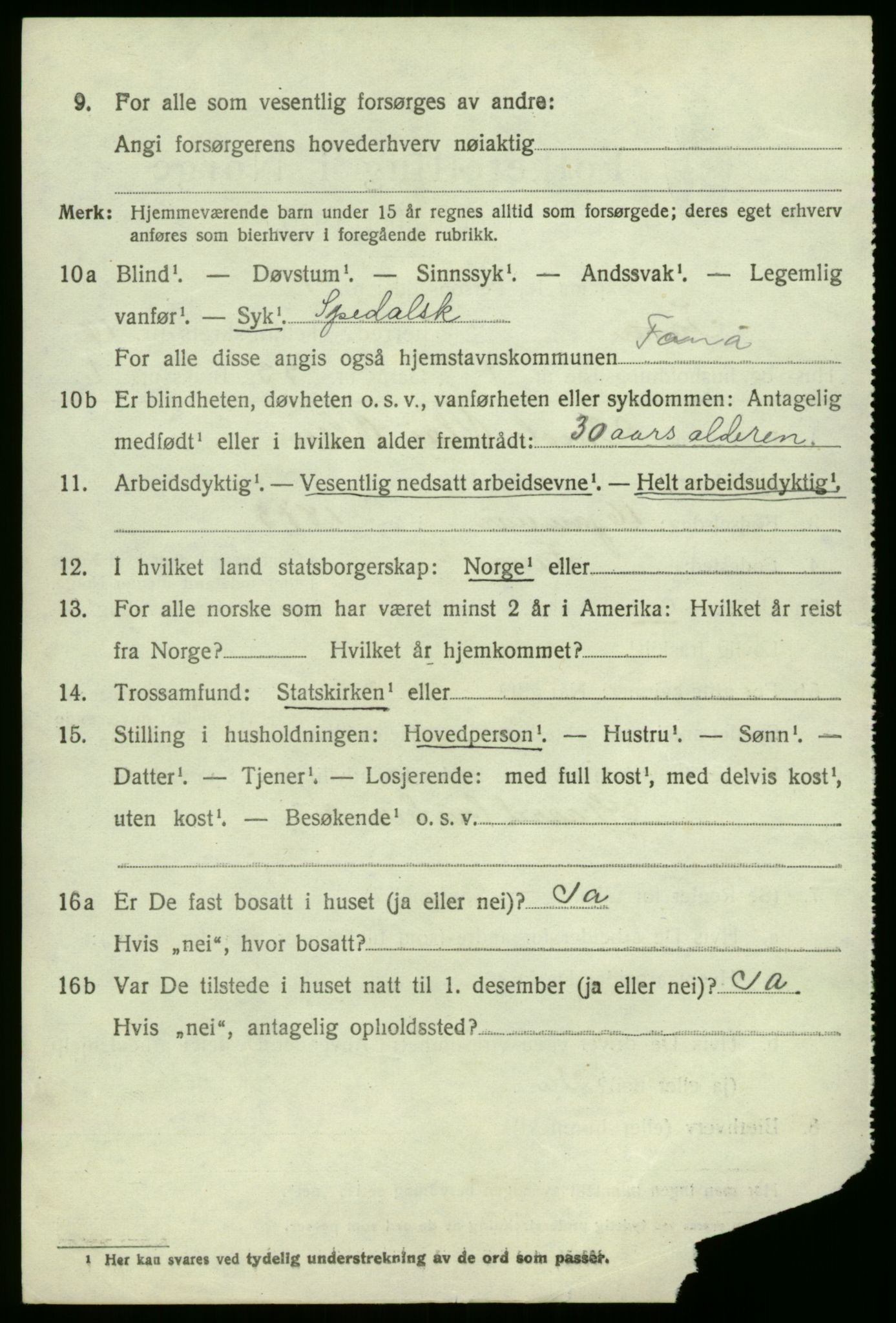 SAB, 1920 census for Fana, 1920, p. 21652