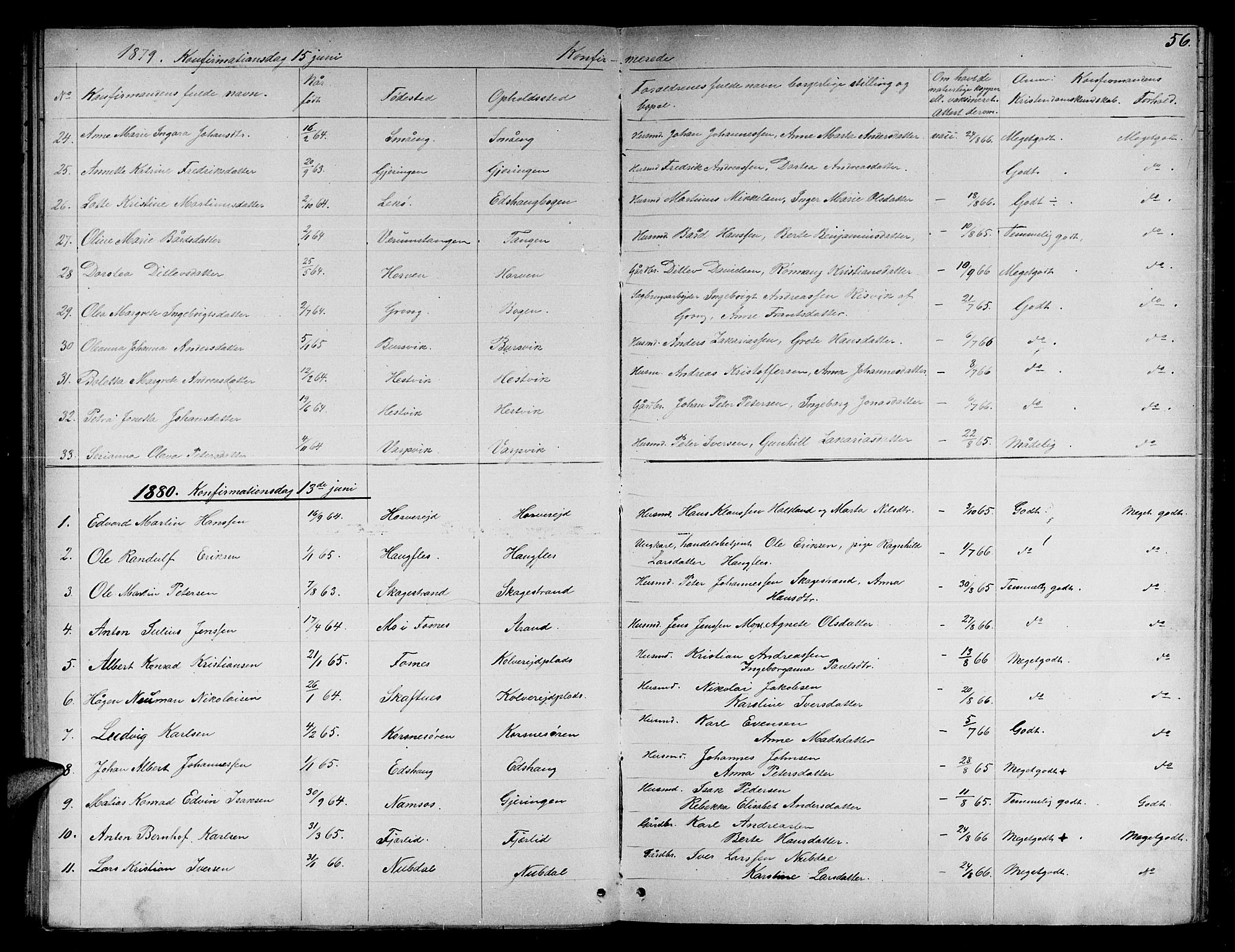 Ministerialprotokoller, klokkerbøker og fødselsregistre - Nord-Trøndelag, SAT/A-1458/780/L0650: Parish register (copy) no. 780C02, 1866-1884, p. 56
