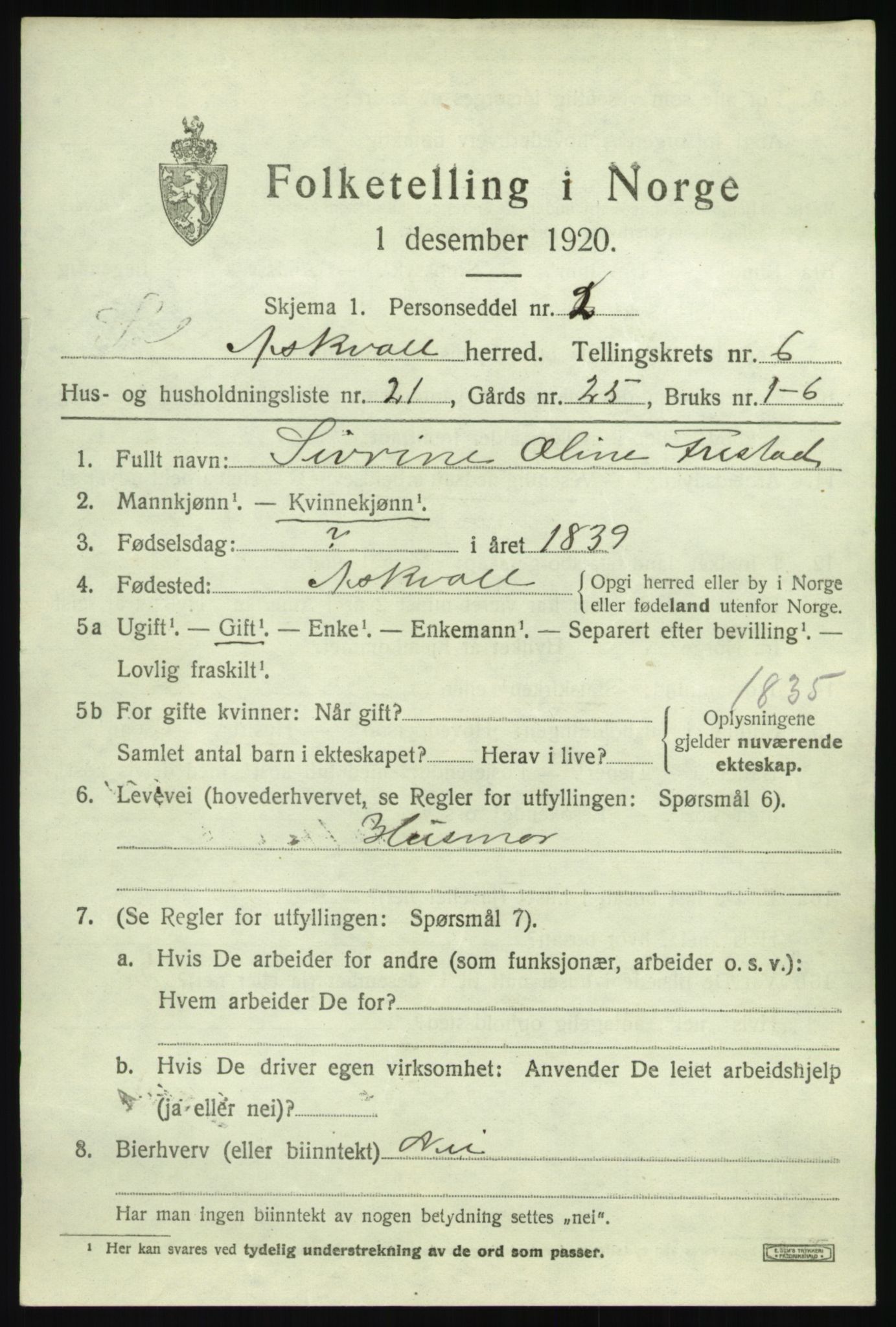 SAB, 1920 census for Askvoll, 1920, p. 3264