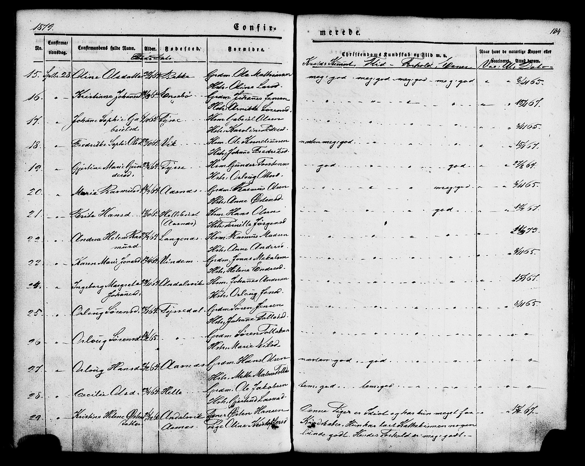 Fjaler sokneprestembete, SAB/A-79801/H/Haa/Haaa/L0008: Parish register (official) no. A 8, 1850-1886, p. 134