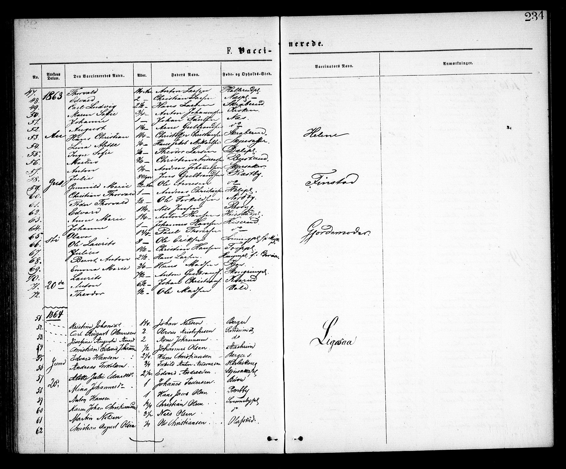 Spydeberg prestekontor Kirkebøker, SAO/A-10924/F/Fa/L0006: Parish register (official) no. I 6, 1863-1874, p. 234