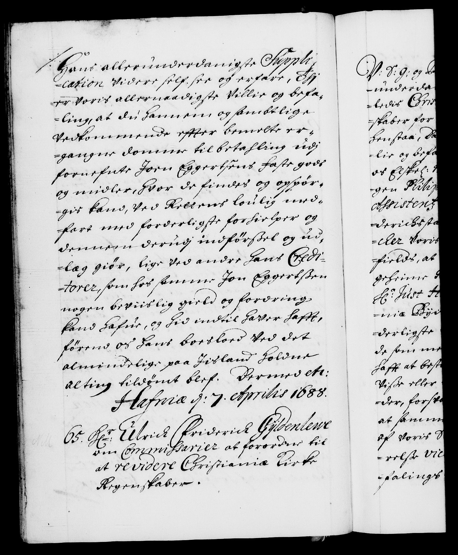 Danske Kanselli 1572-1799, RA/EA-3023/F/Fc/Fca/Fcab/L0014: Norske tegnelser (mikrofilm), 1688-1691, p. 44b