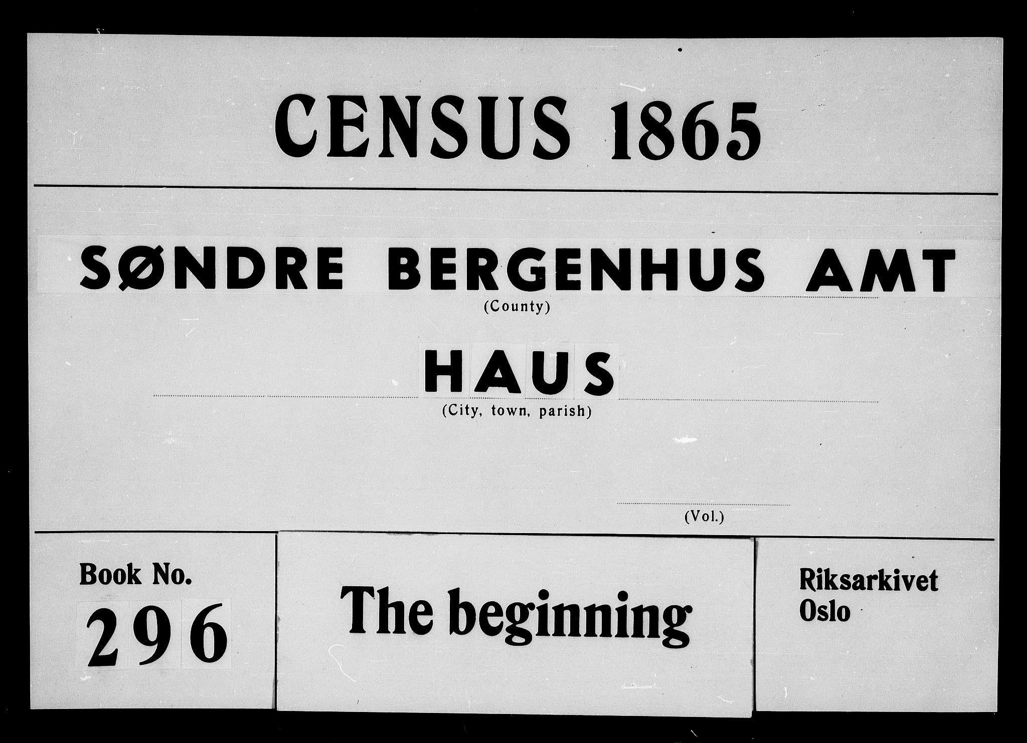 RA, 1865 census for Haus, 1865, p. 1
