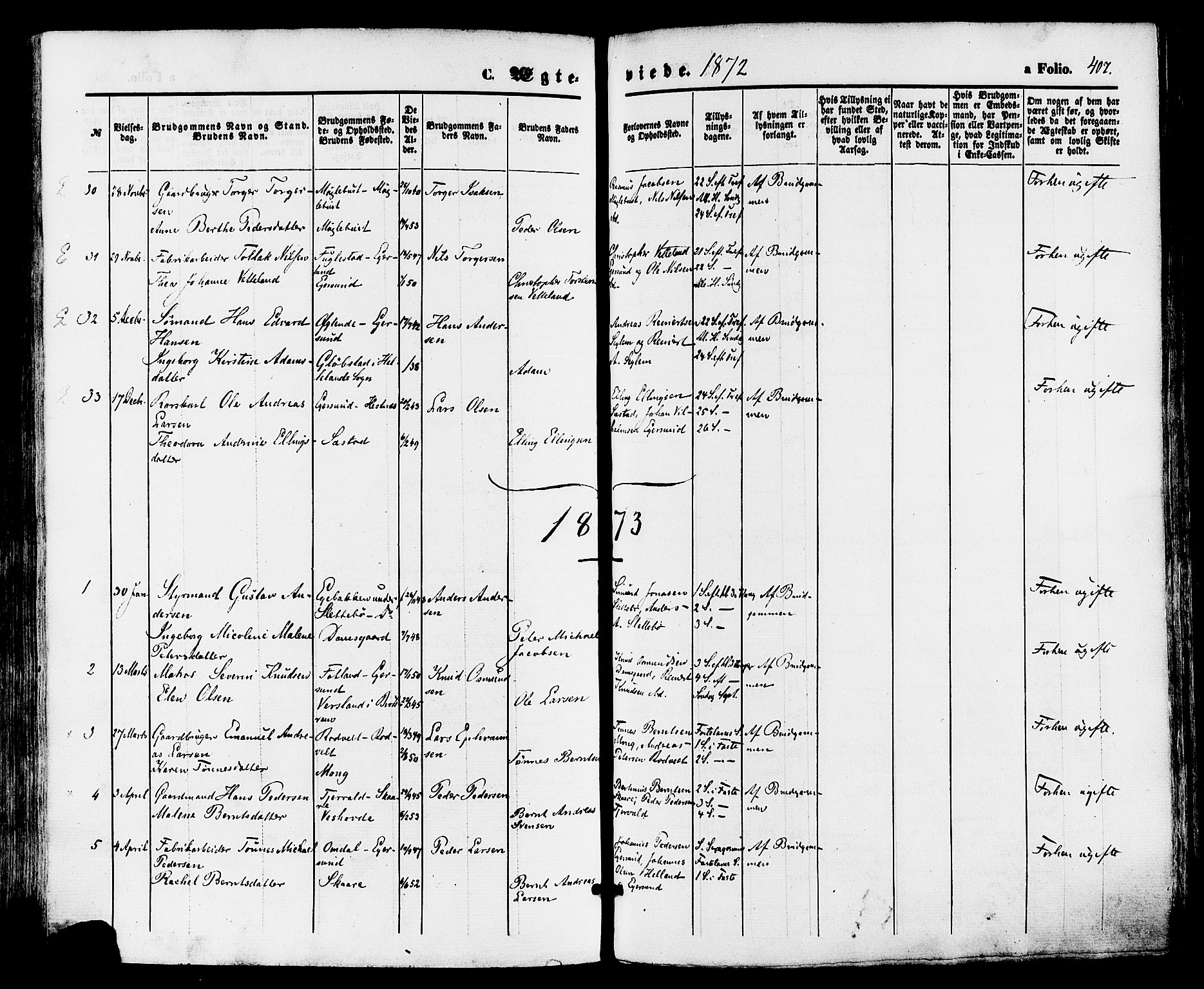 Eigersund sokneprestkontor, SAST/A-101807/S08/L0014: Parish register (official) no. A 13, 1866-1878, p. 407
